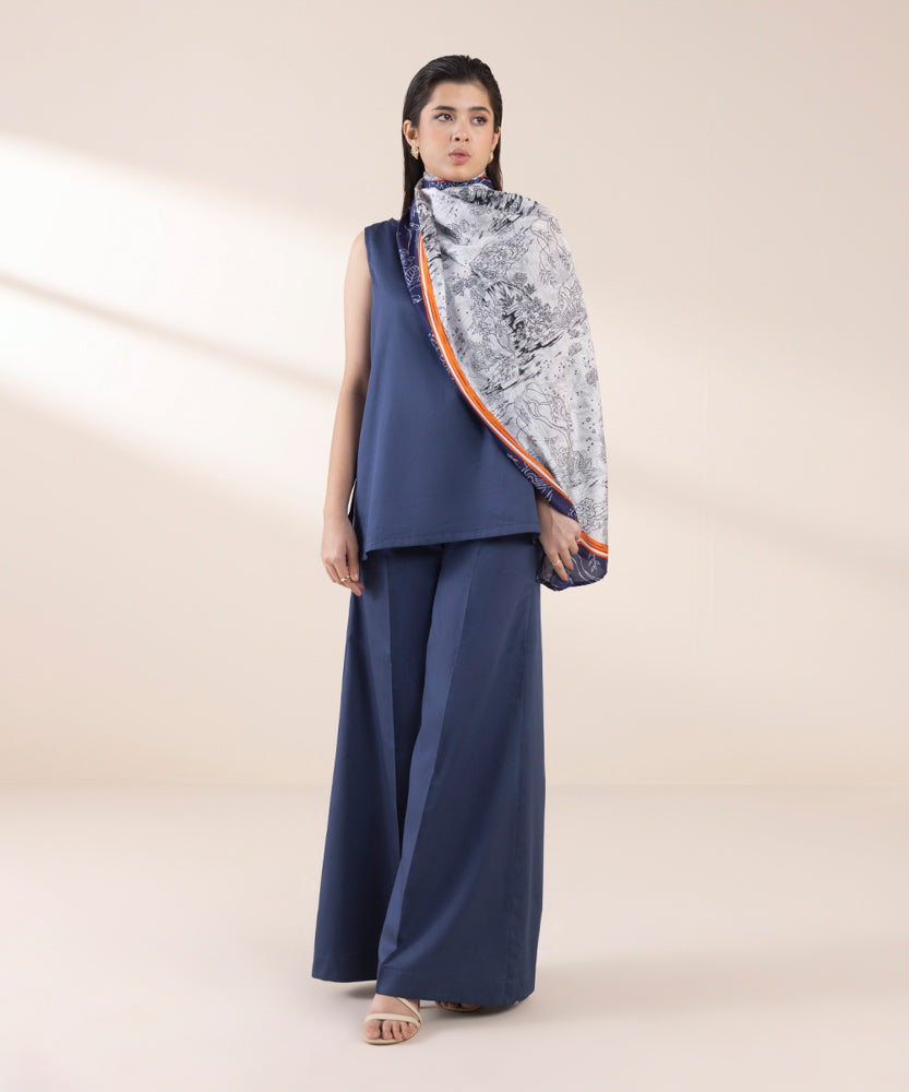 Women's Pret Light Grey Printed Silk Dupatta