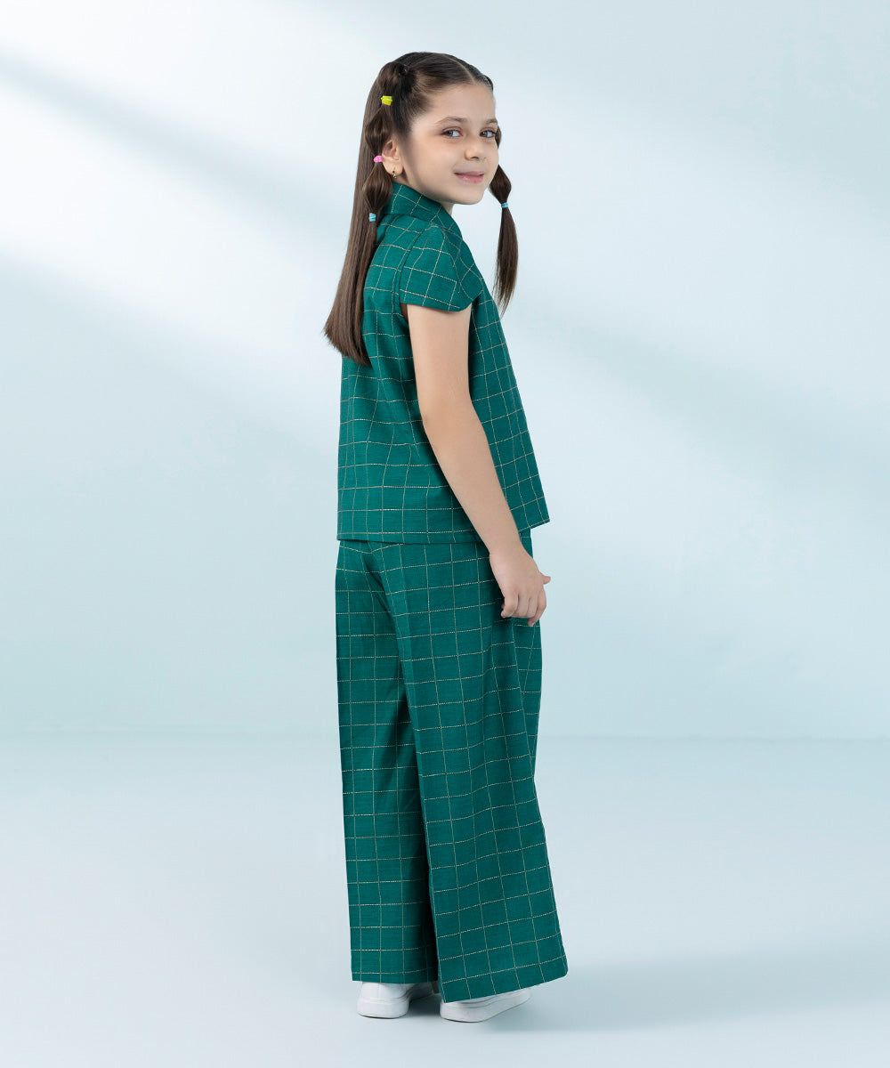 Kids East Girls Green Yarn Dyed Set