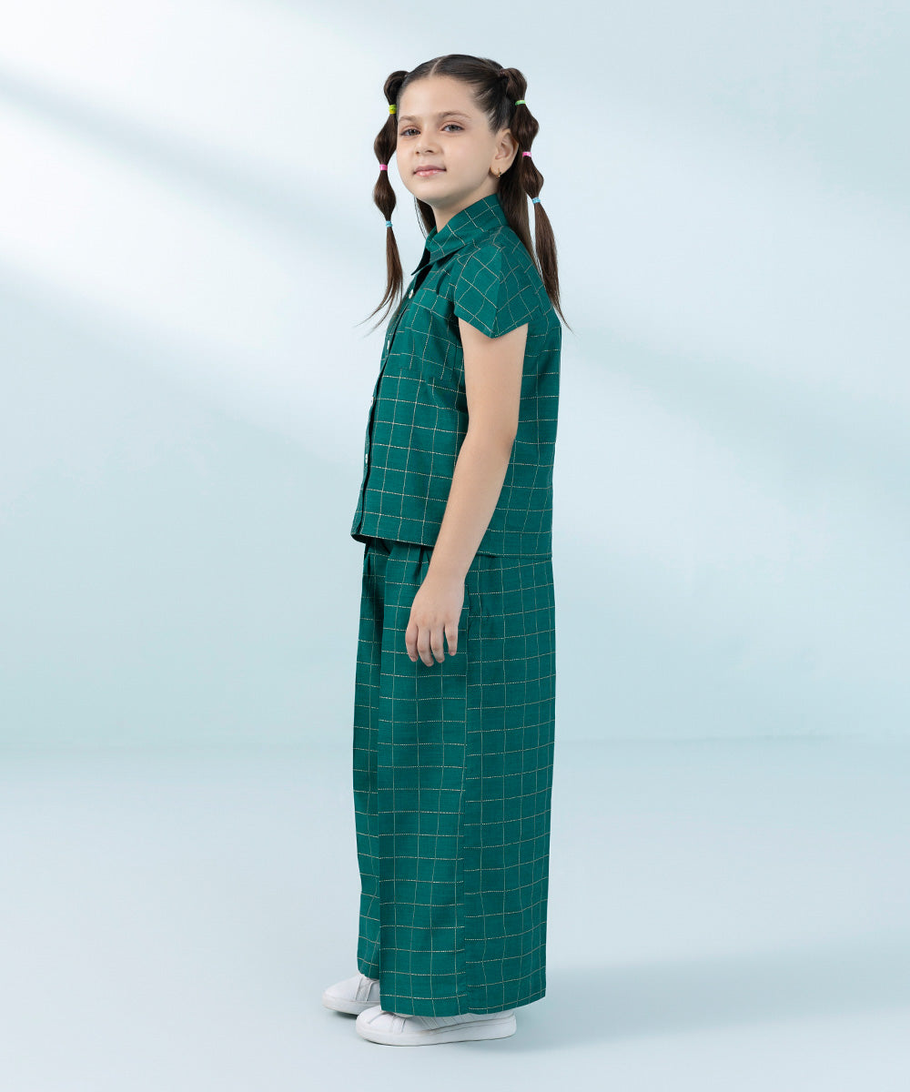 Kids East Girls Green Yarn Dyed Set