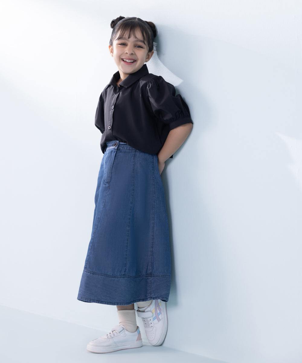 Girl's Blue Denim Skirt