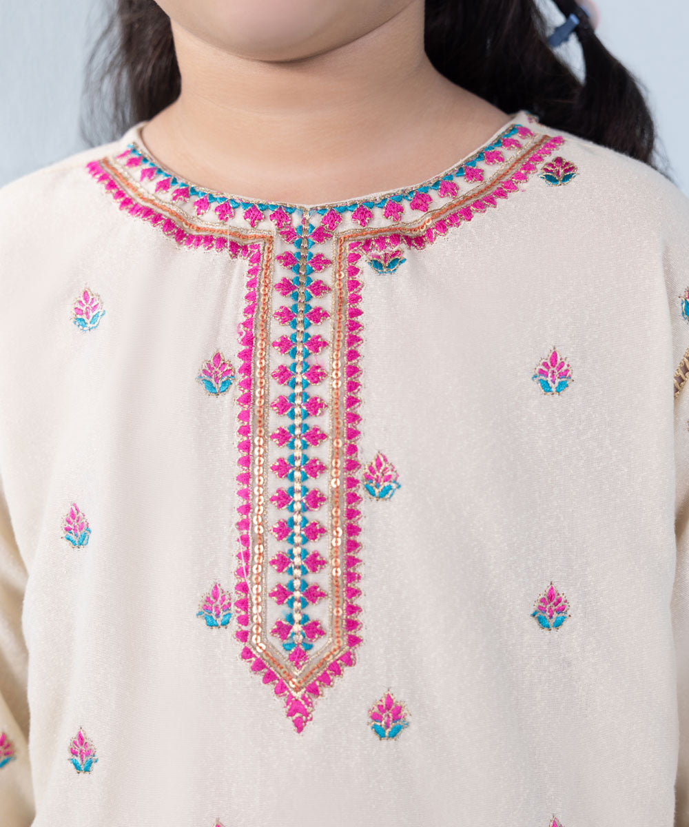 Girl's 2 Piece Embroidered Karandi Suit