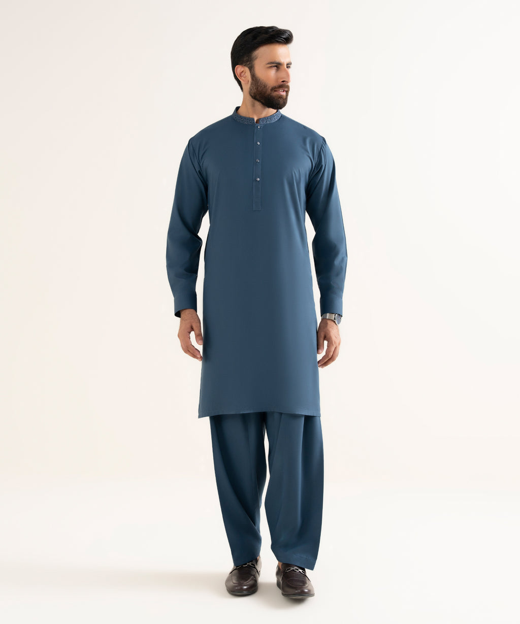 Embroidered Wash & Wear Suit
