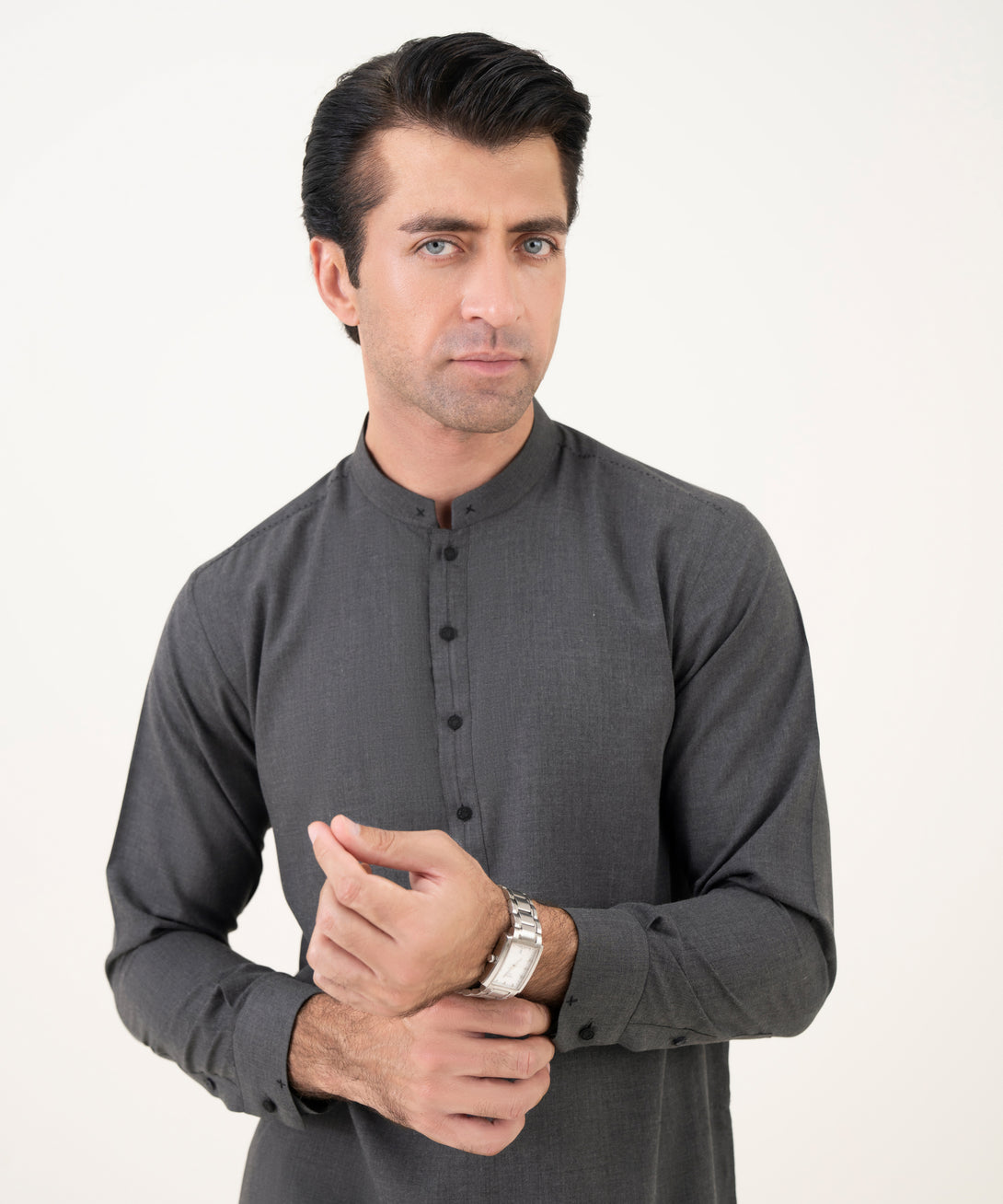 Men's Viscose Plain Charcoal Kurta Shalwar