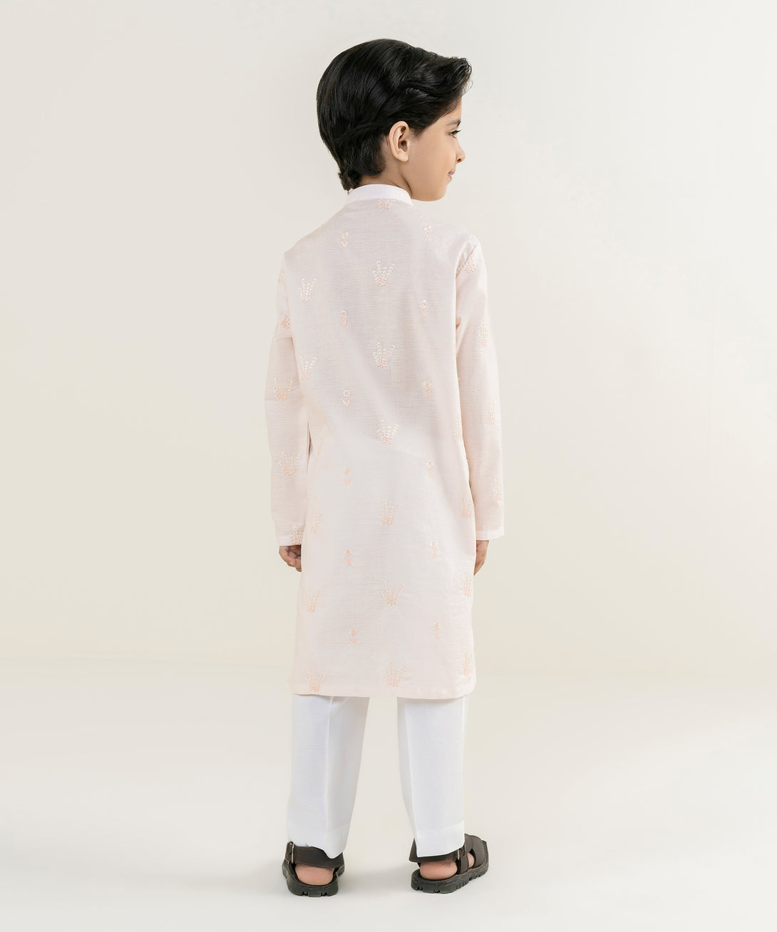 Boy's 100% Cotton Plain Pink Kurta