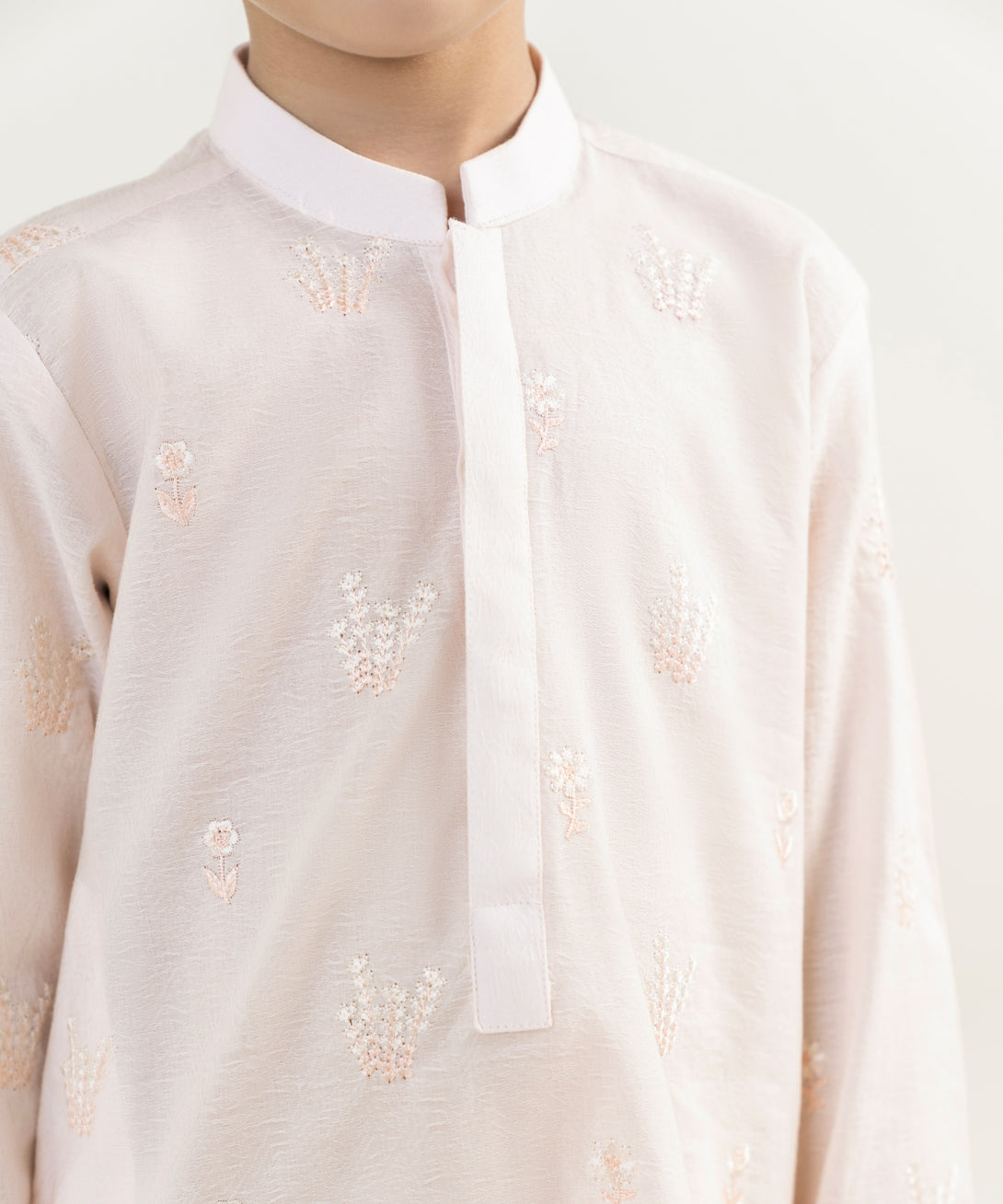Boy's 100% Cotton Plain Pink Kurta