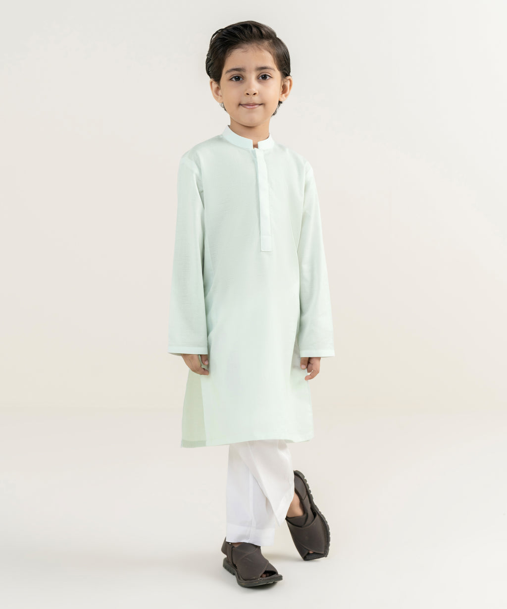 Boy's 100% Cotton Plain Green Kurta