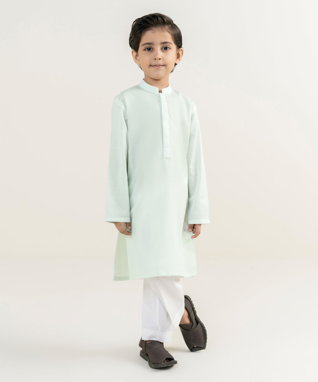 Boy's 100% Cotton Plain Green Kurta