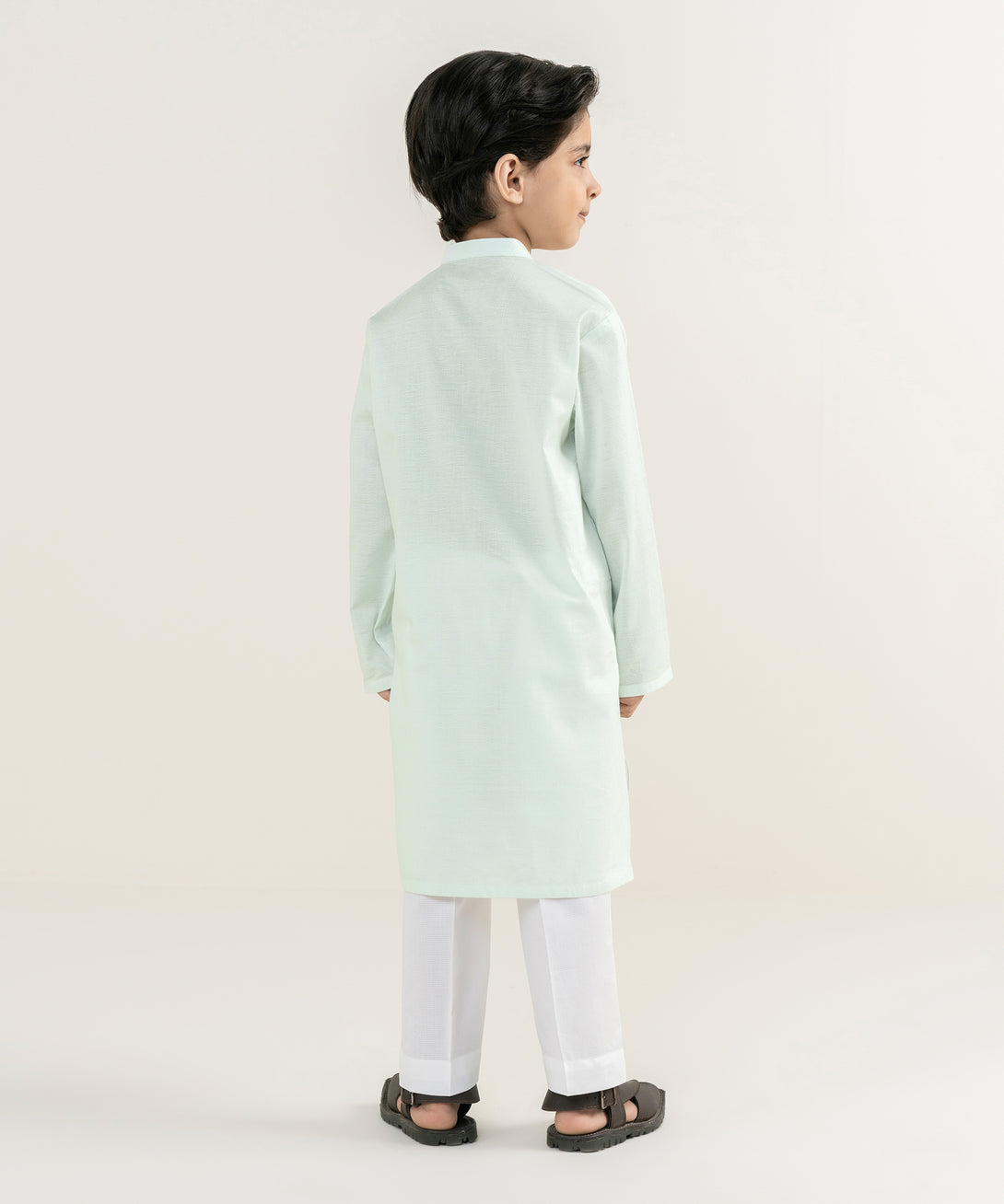 Boy's 100% Cotton Plain Green Kurta