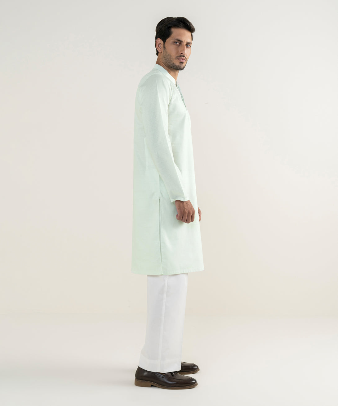 Men's 100% Cotton Embroidered Green Kurta