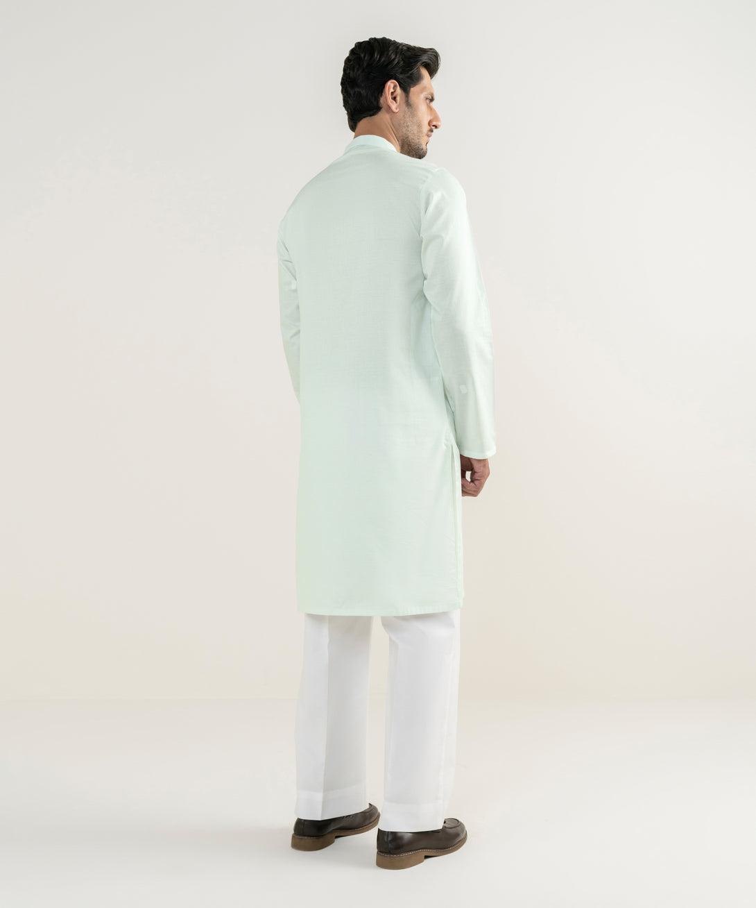 Men's 100% Cotton Embroidered Green Kurta