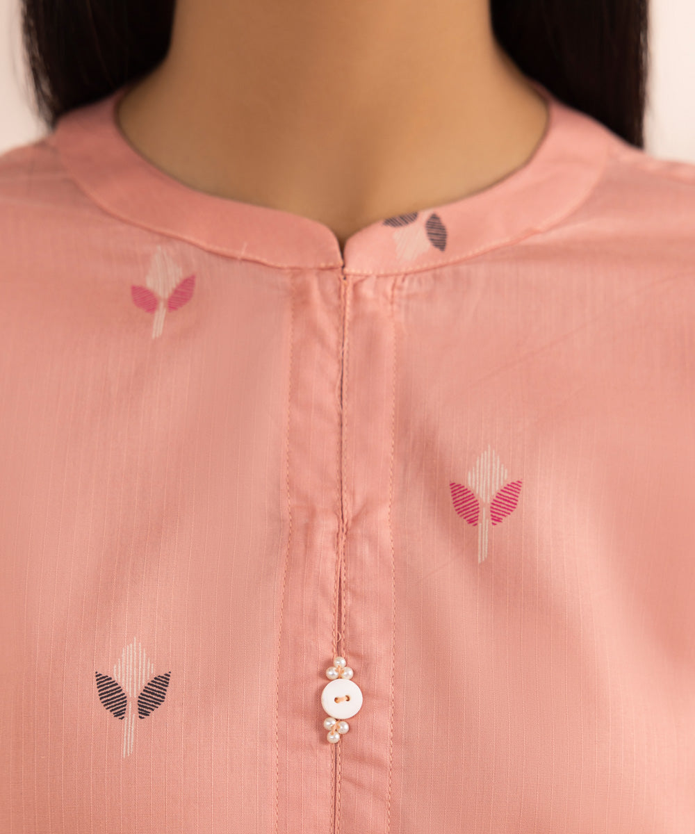 Women's Pret Textured Lawn Pink Printed A-Line Shirt