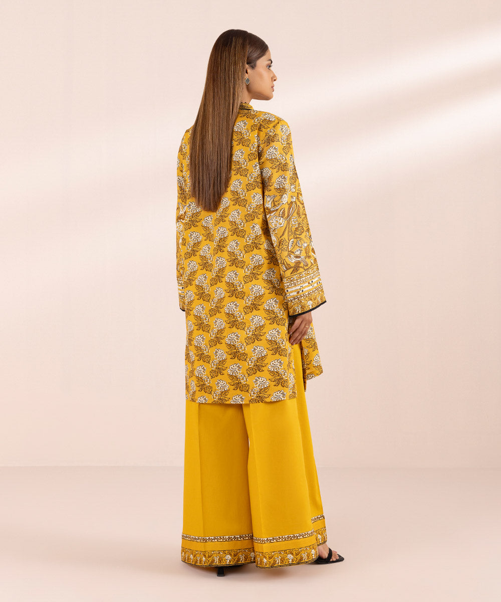 Women's Pret Textured Lawn Yellow Printed Straight Shirt