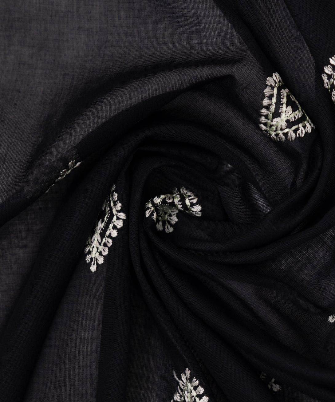 Fine Voile Black Embroidered Dupatta