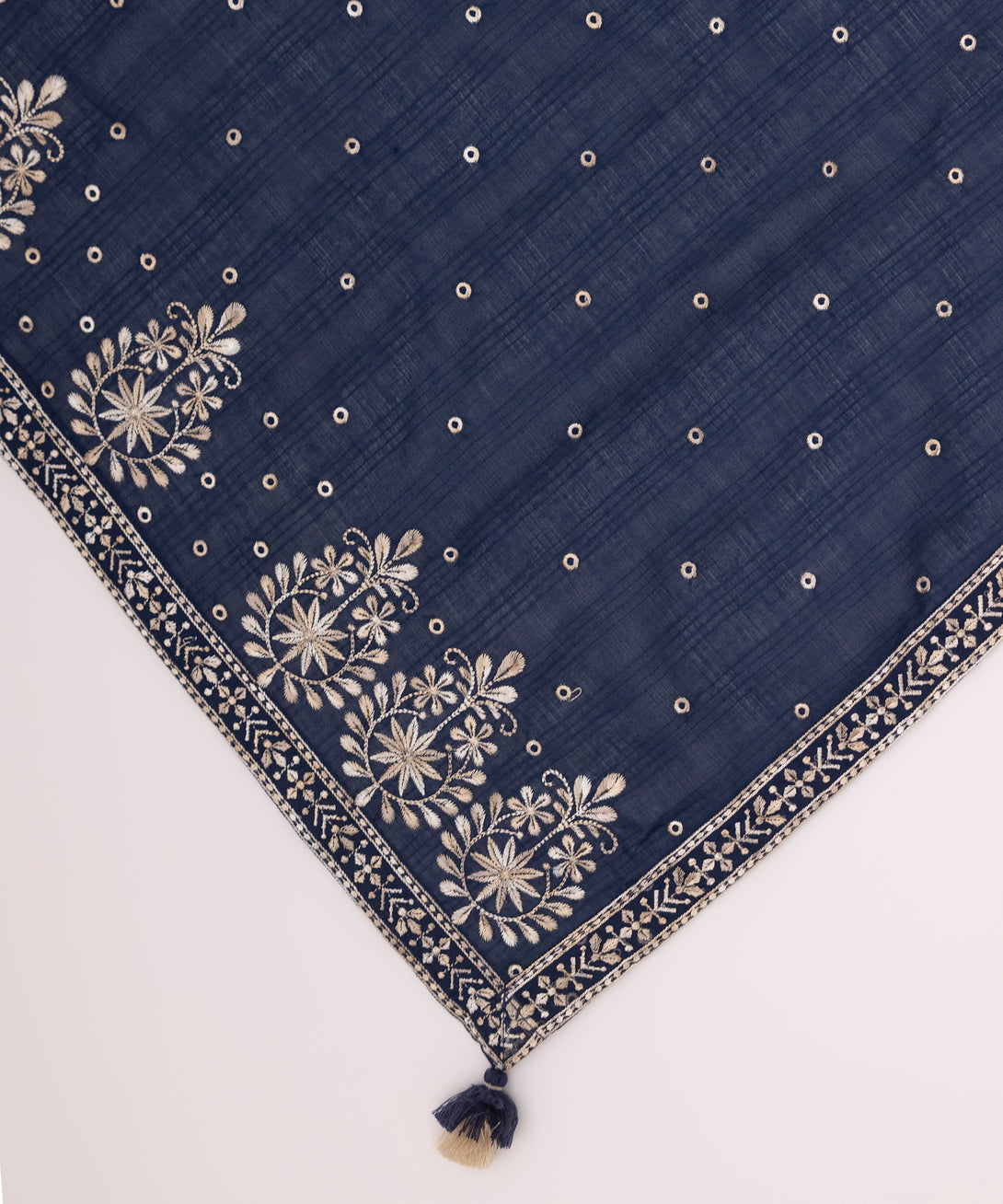 Fine Voile Blue Embroidered Dupatta