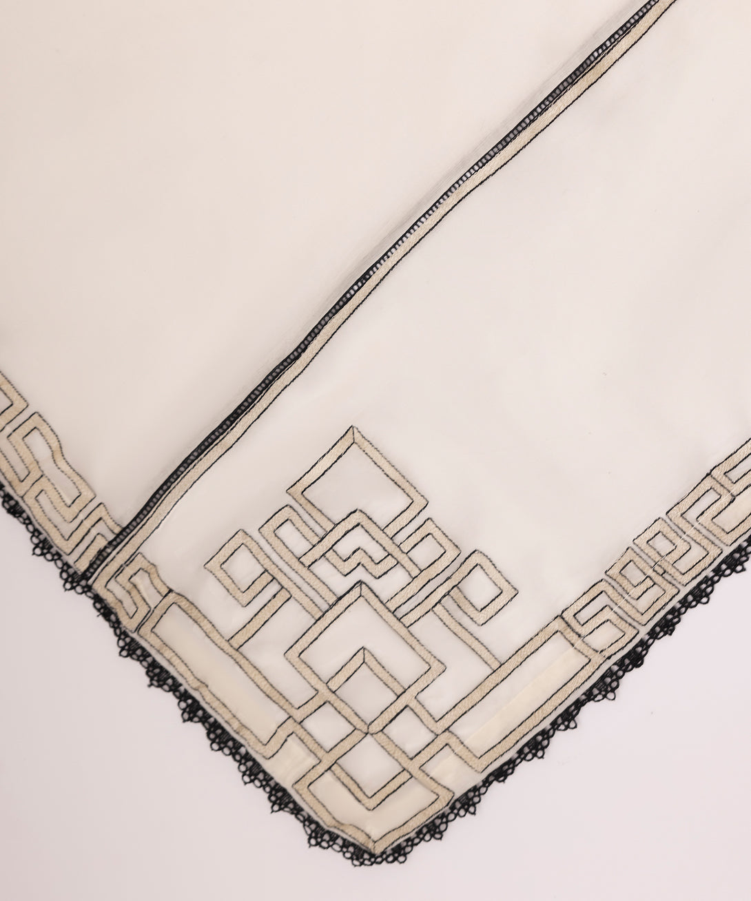 Fine Voile Off White Embroidered Dupatta