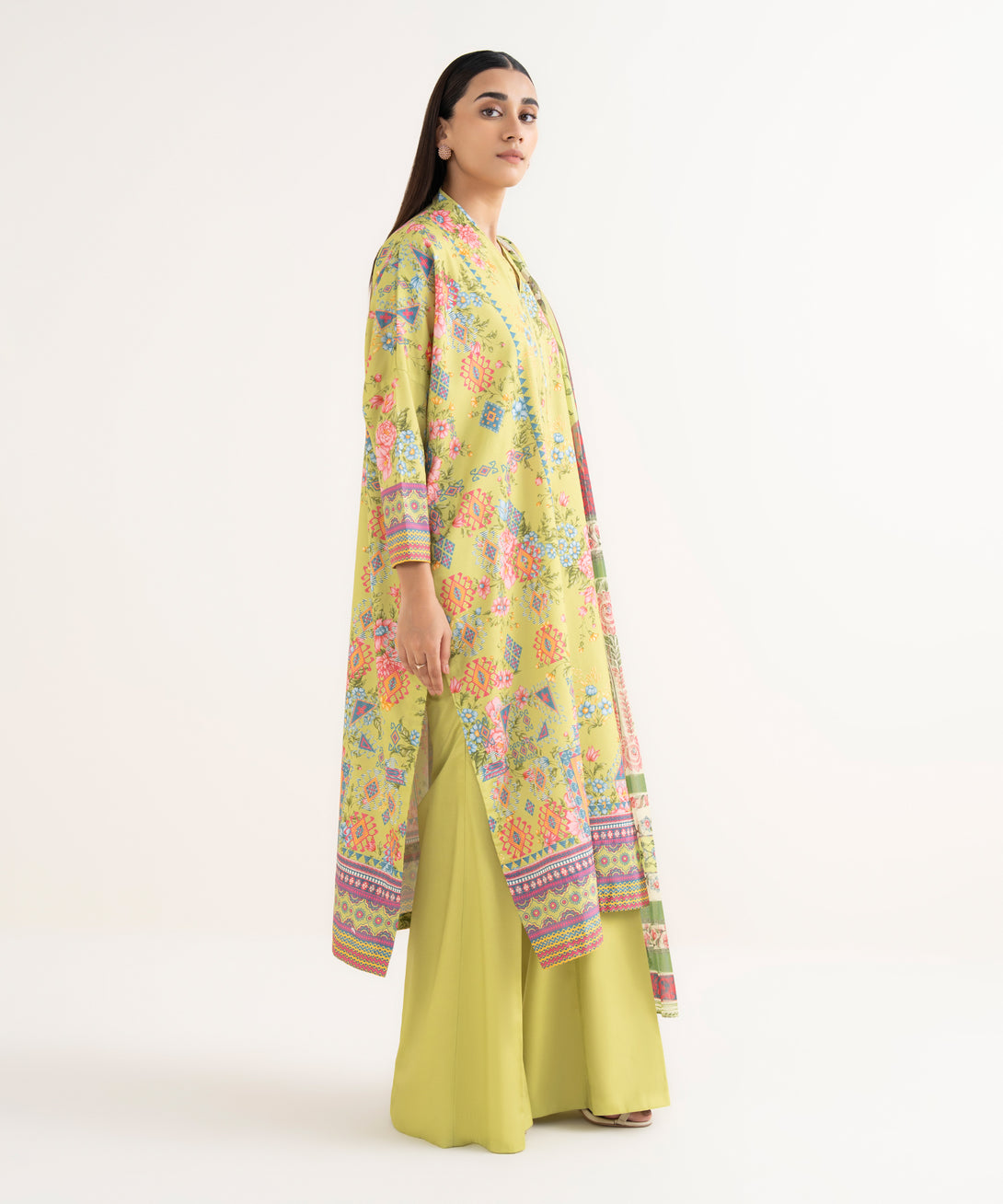 Women's Unstitched Lawn Printed Multi 3 Piece Suit