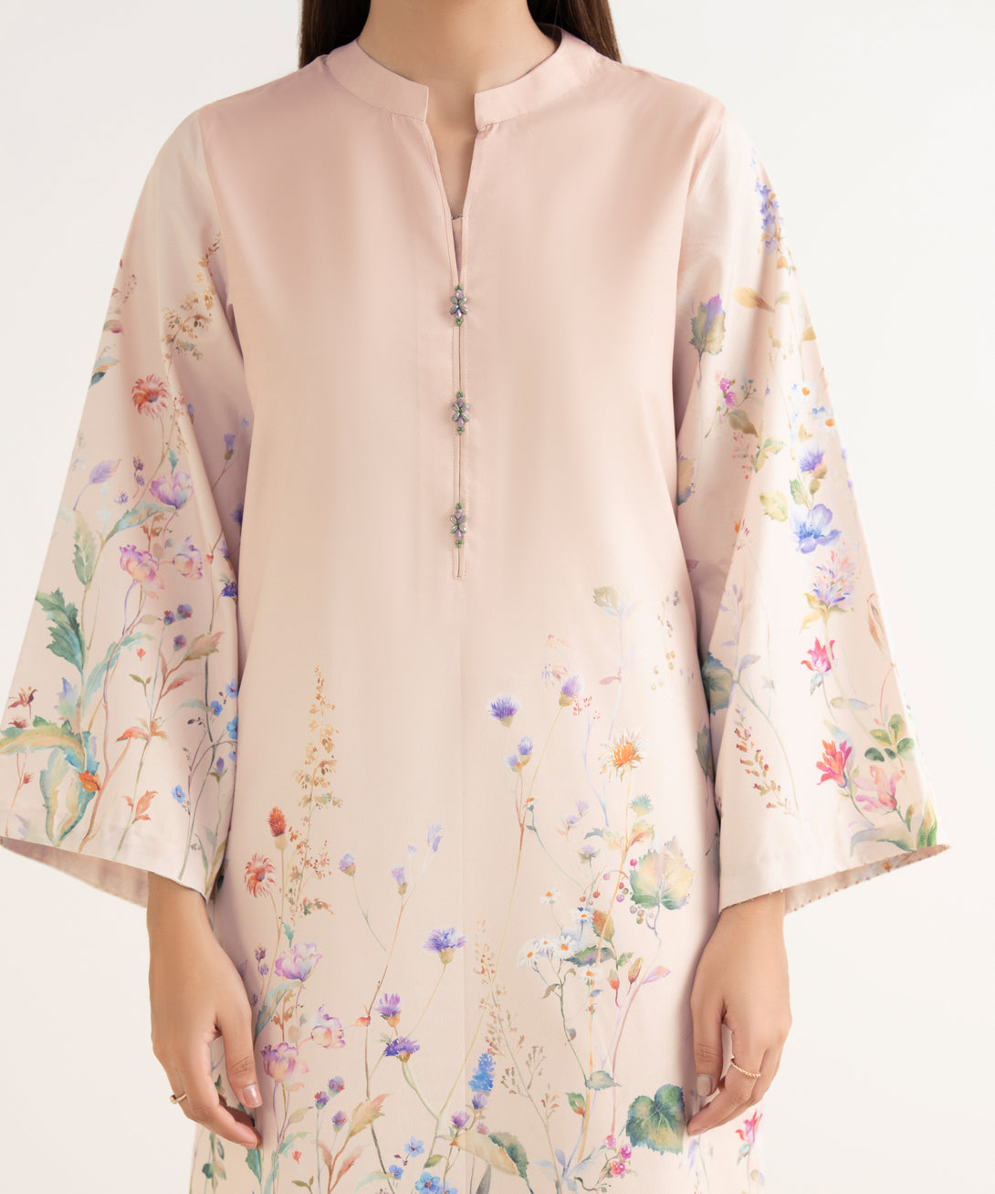Women's Unstitched Lawn Printed Pink 3 Piece Suit