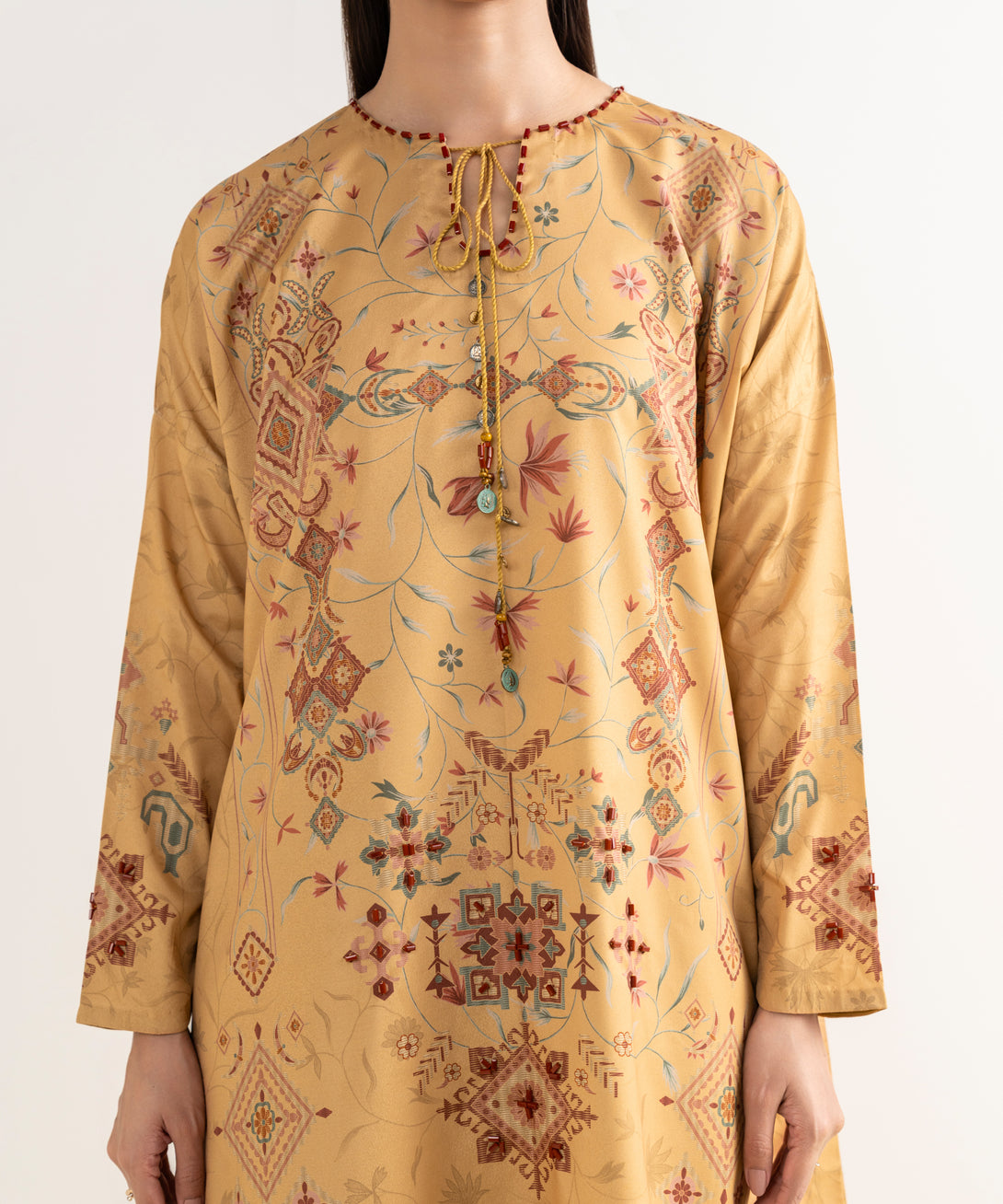 Women's Unstitched Lawn Printed Yellow 3 Piece Suit