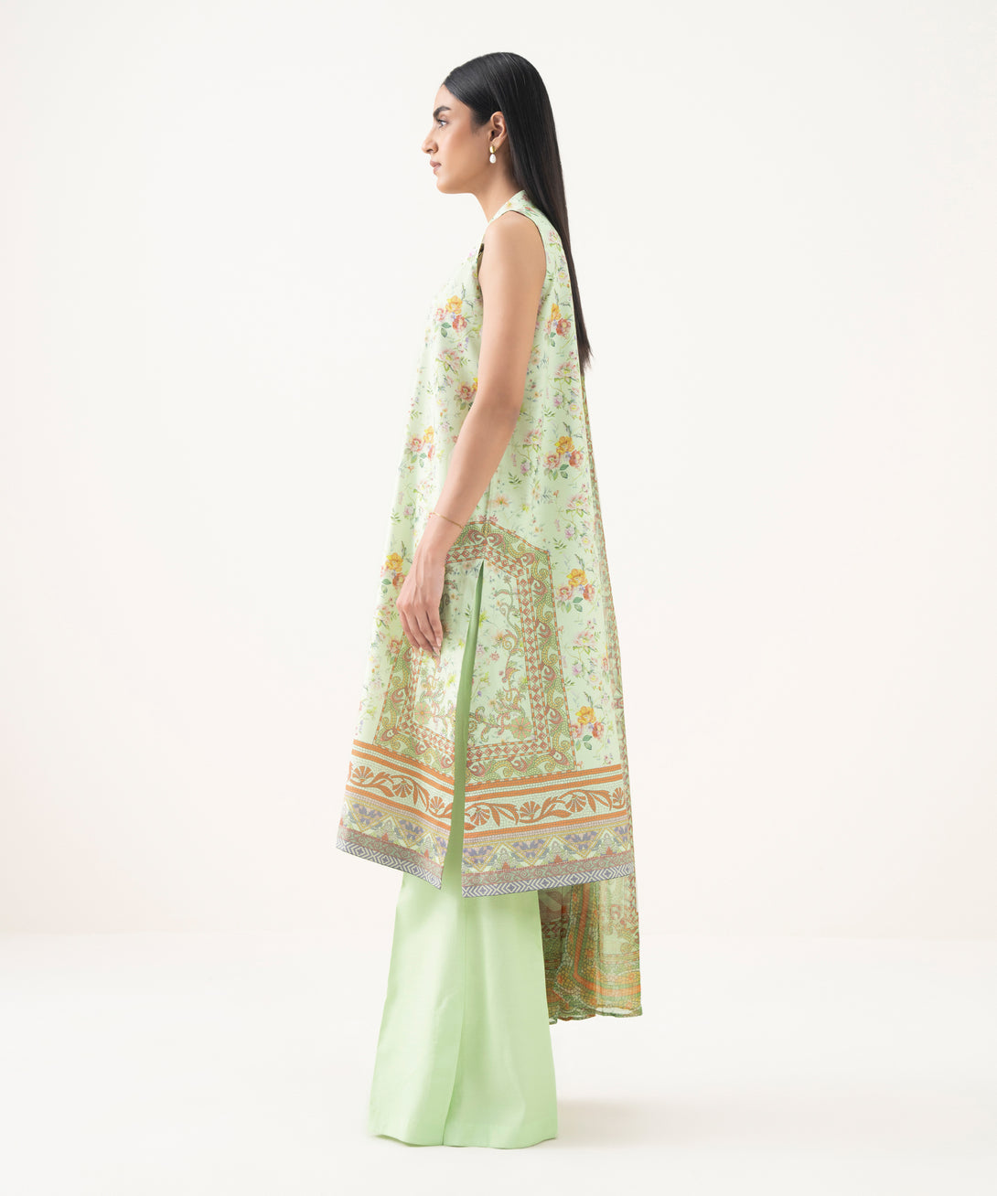 Women's Unstitched Lawn Printed Green 3 Piece Suit