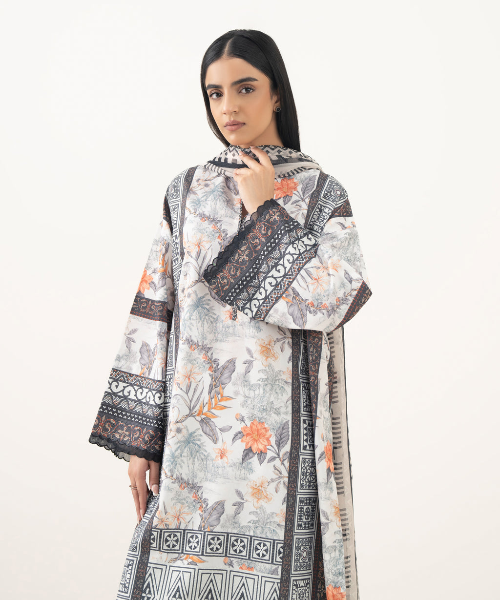 Women's Unstitched Lawn Printed Multi 3 Piece Suit