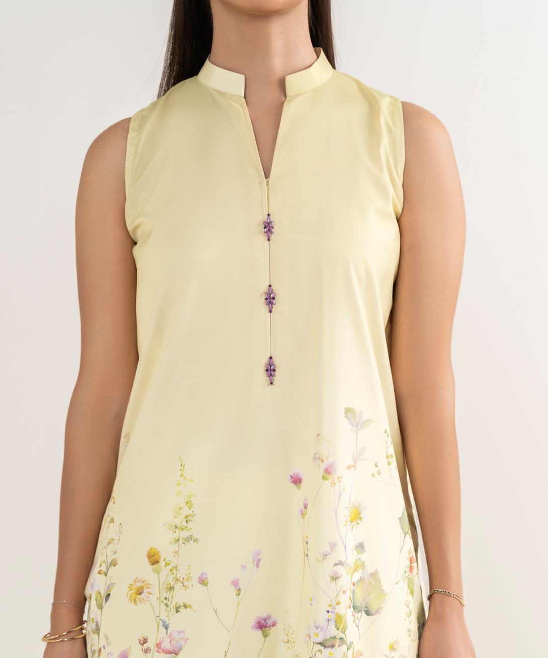Women's Unstitched Lawn Printed Yellow 3 Piece Suit