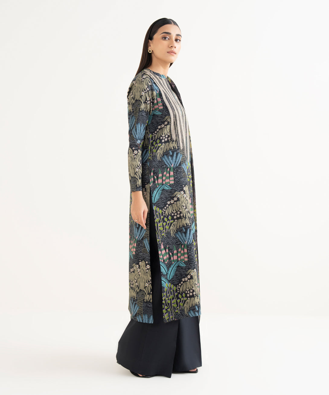 Women's Unstitched Lawn Embroidered Multi 3 Piece Suit