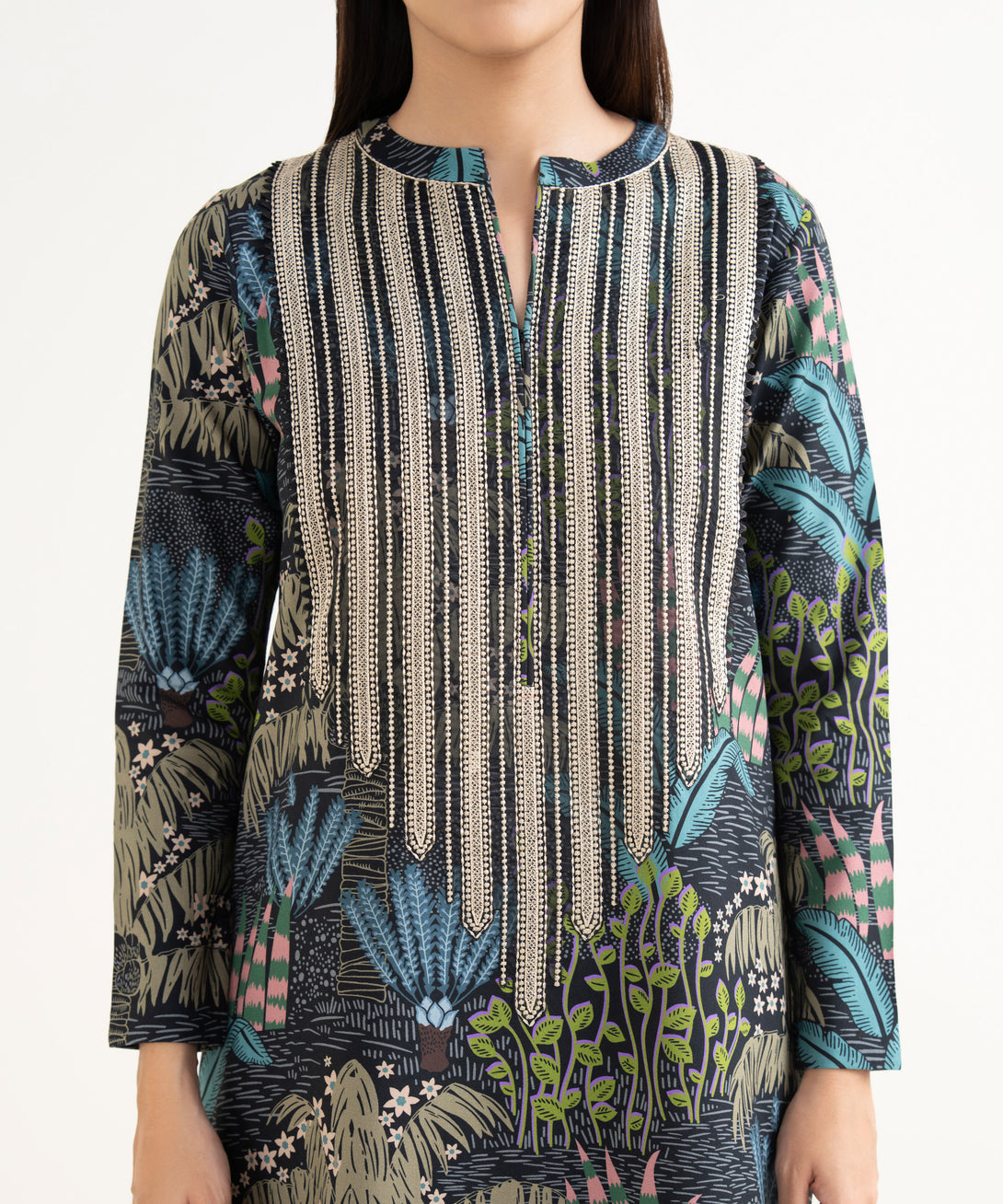 Women's Unstitched Lawn Embroidered Multi 3 Piece Suit