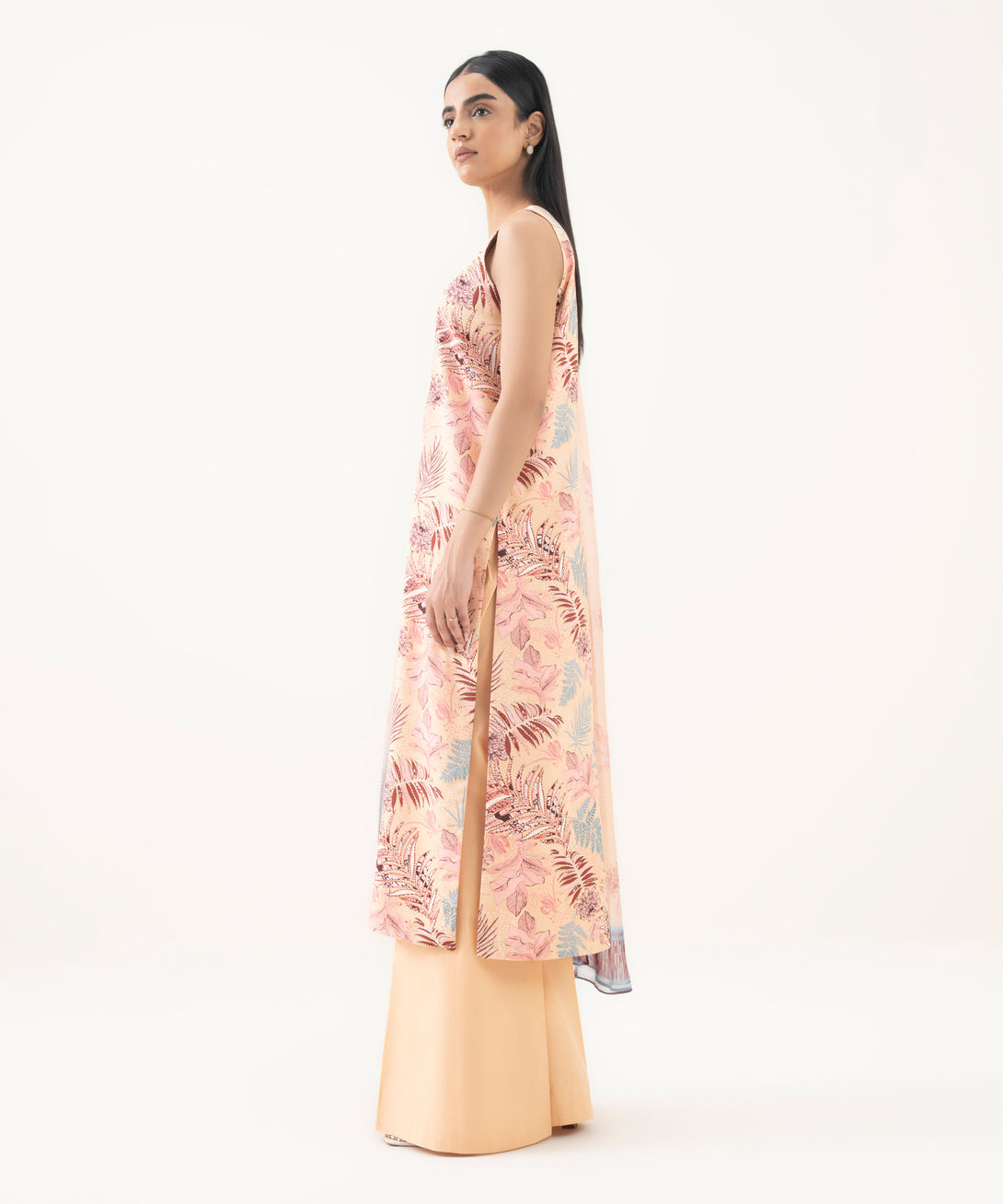 Women's Unstitched Lawn Embroidered Pink 3 Piece Suit