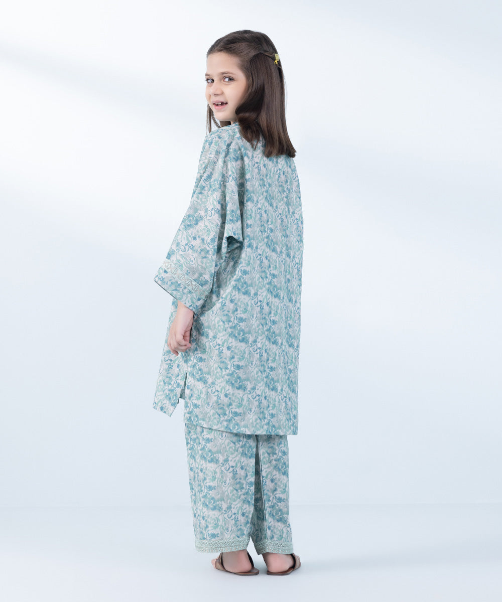 Girl's 2 Piece Printed Khaddar Suit