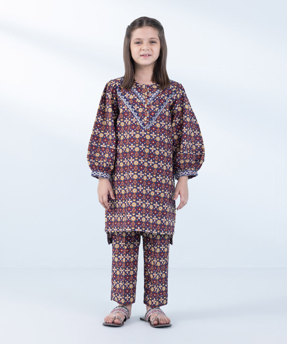 Girl's 2 Piece Printed KHADDAR Suit