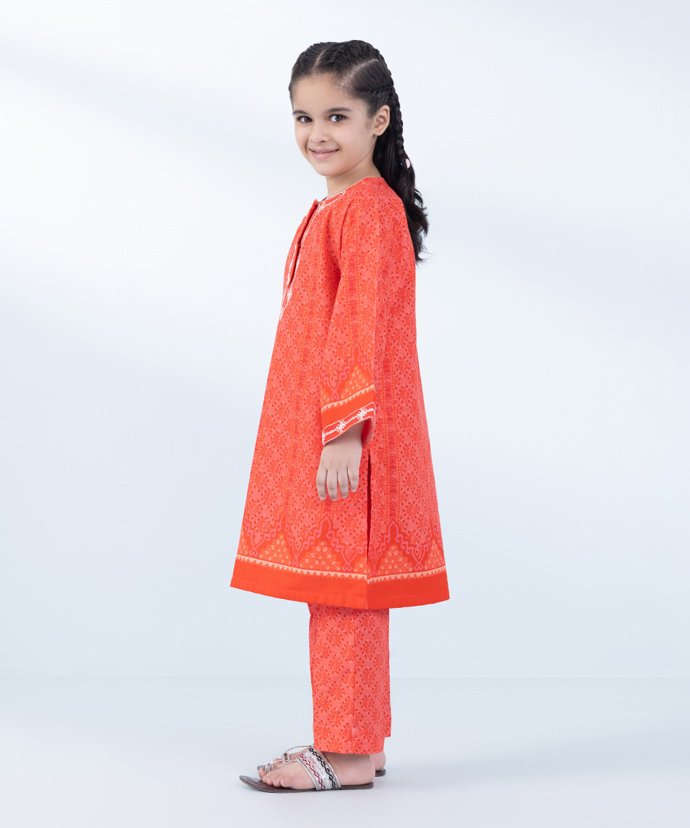 Girl's 2 Piece Printed khaddar Suit