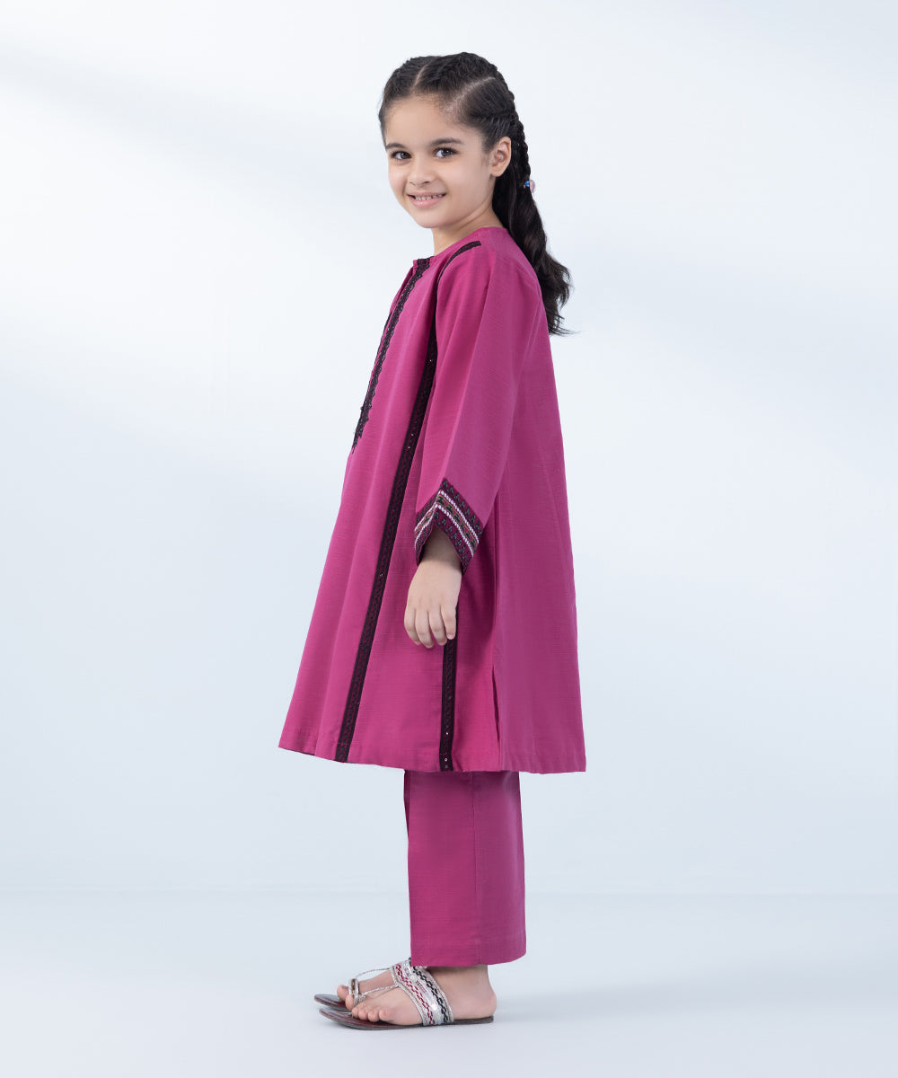 Girl's 2 Piece Embroidered Khaddar Suit