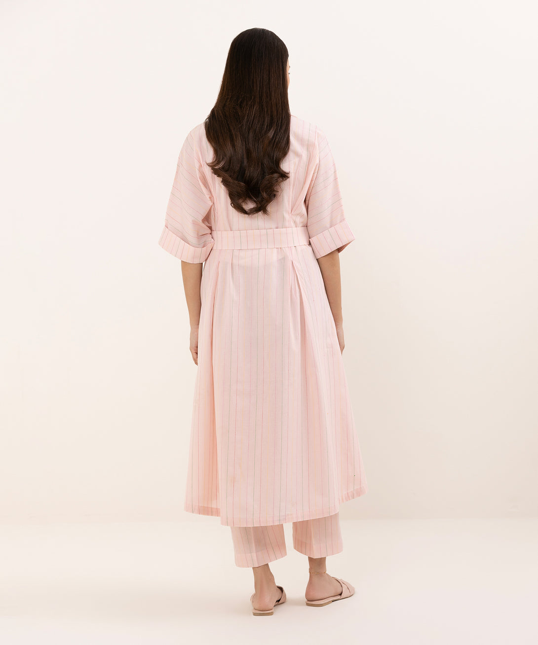 Women's RTW Dobby Pink Solid Button Down Shirt