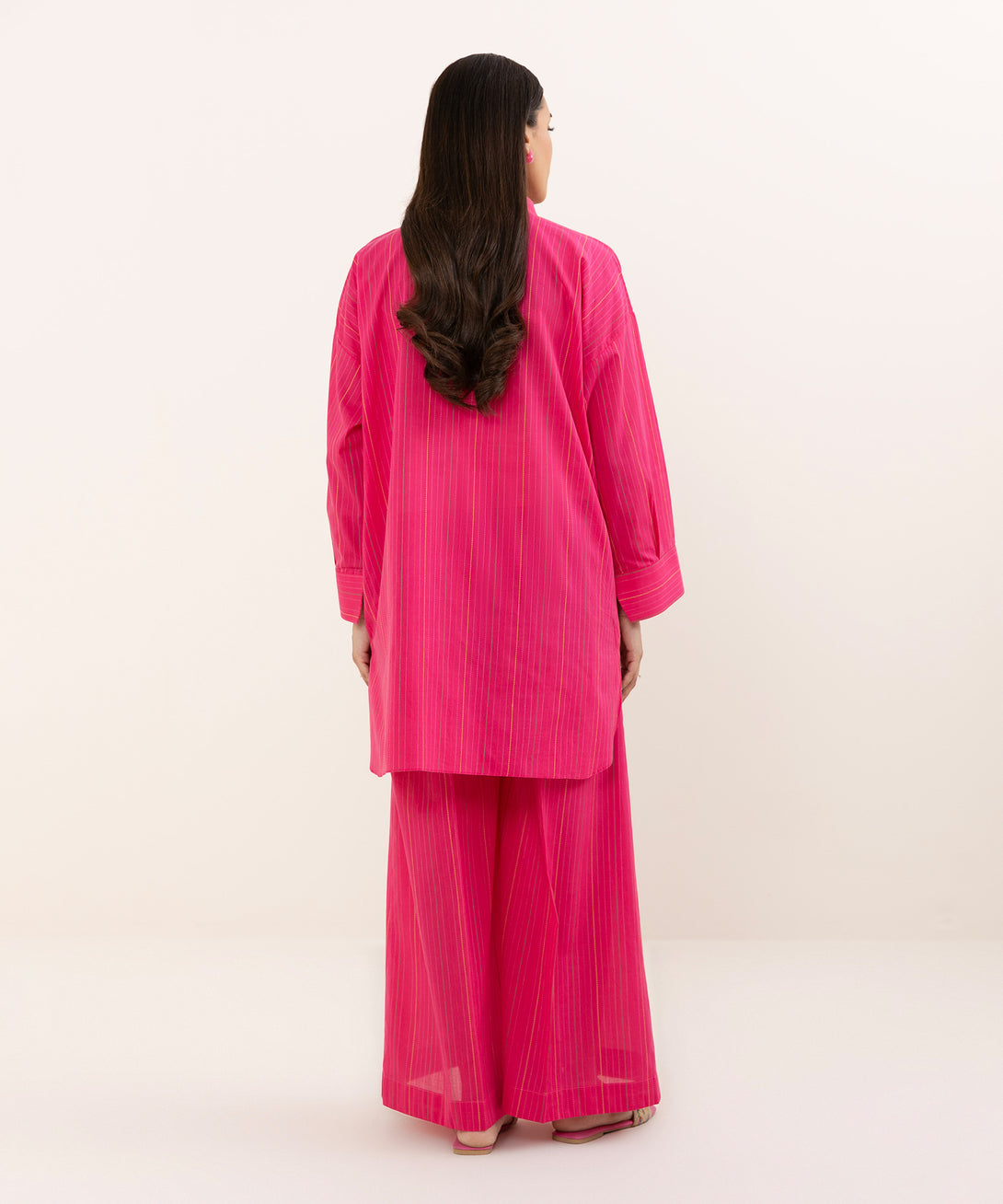 Women's RTW Dobby Pink Solid Button Down Shirt