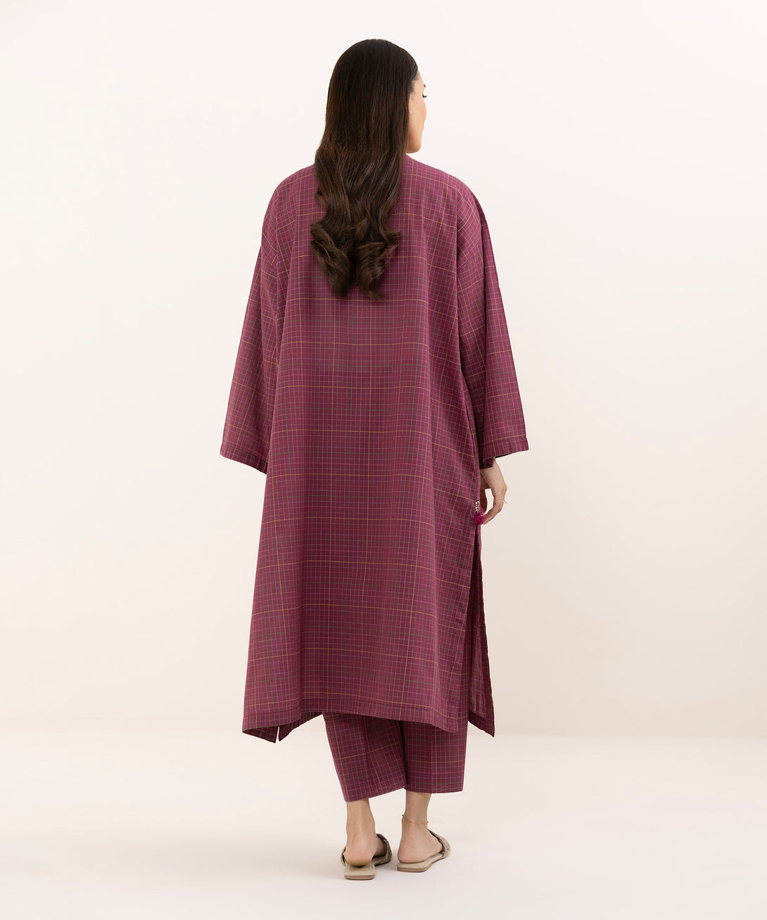 Women's RTW Dobby Purple Solid Boxy Shirt