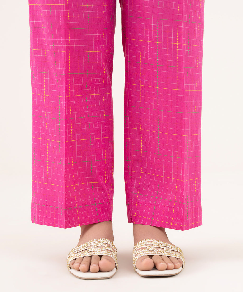 Solid Cotton Straight Pants