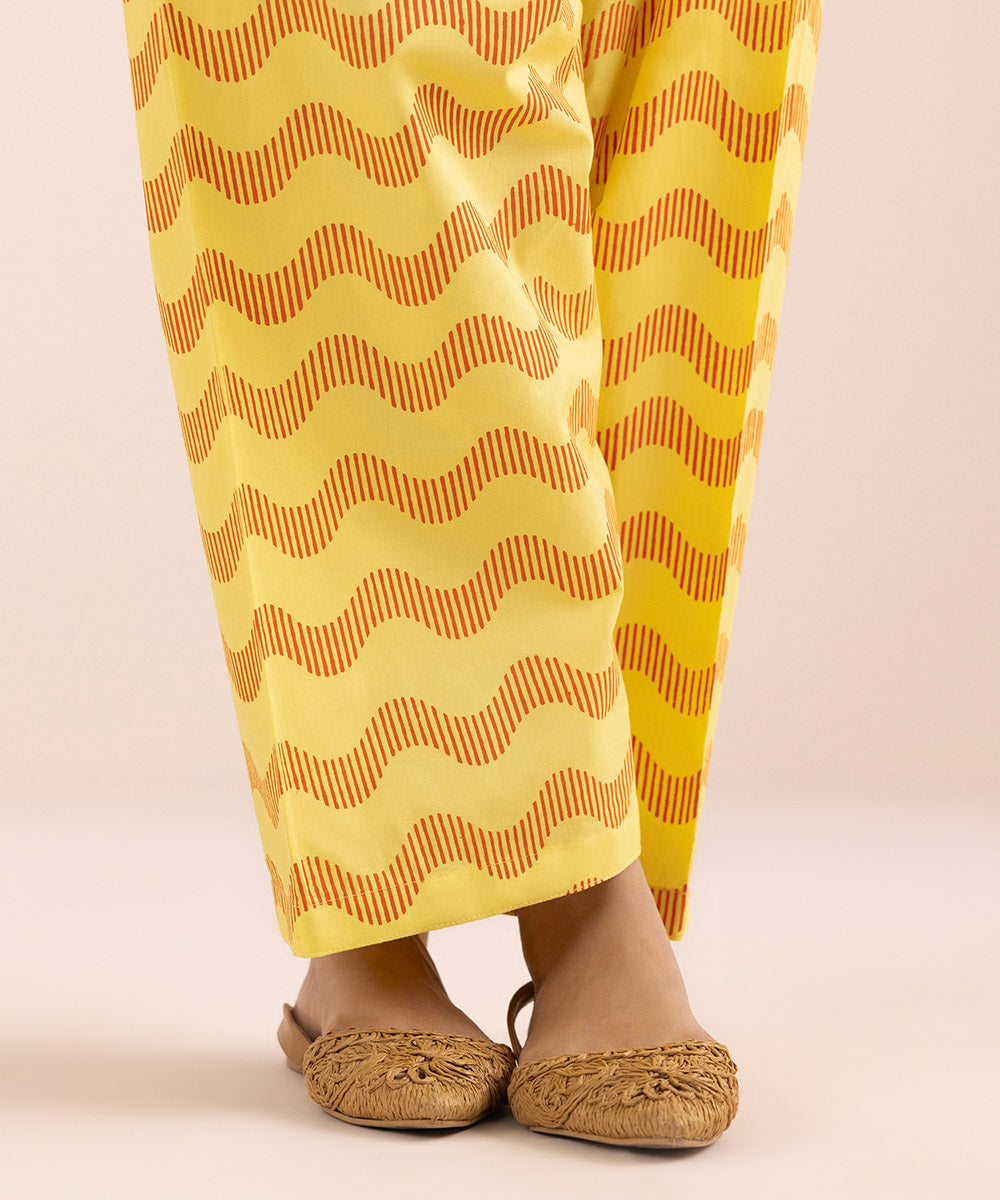 Women's Pret Cambric Yellow Printed Shalwar