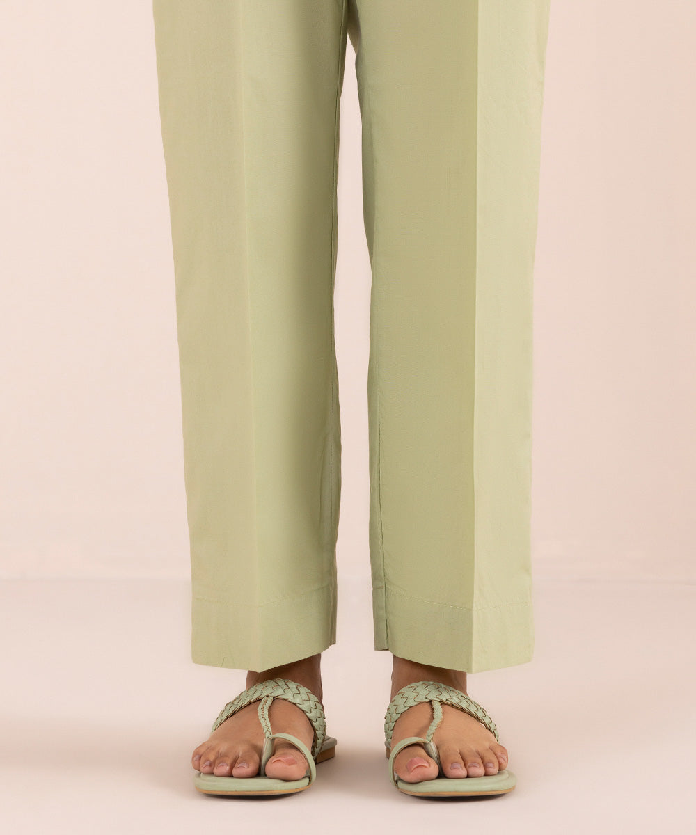 Women's Pret Cambric Green Dyed Straight Pants