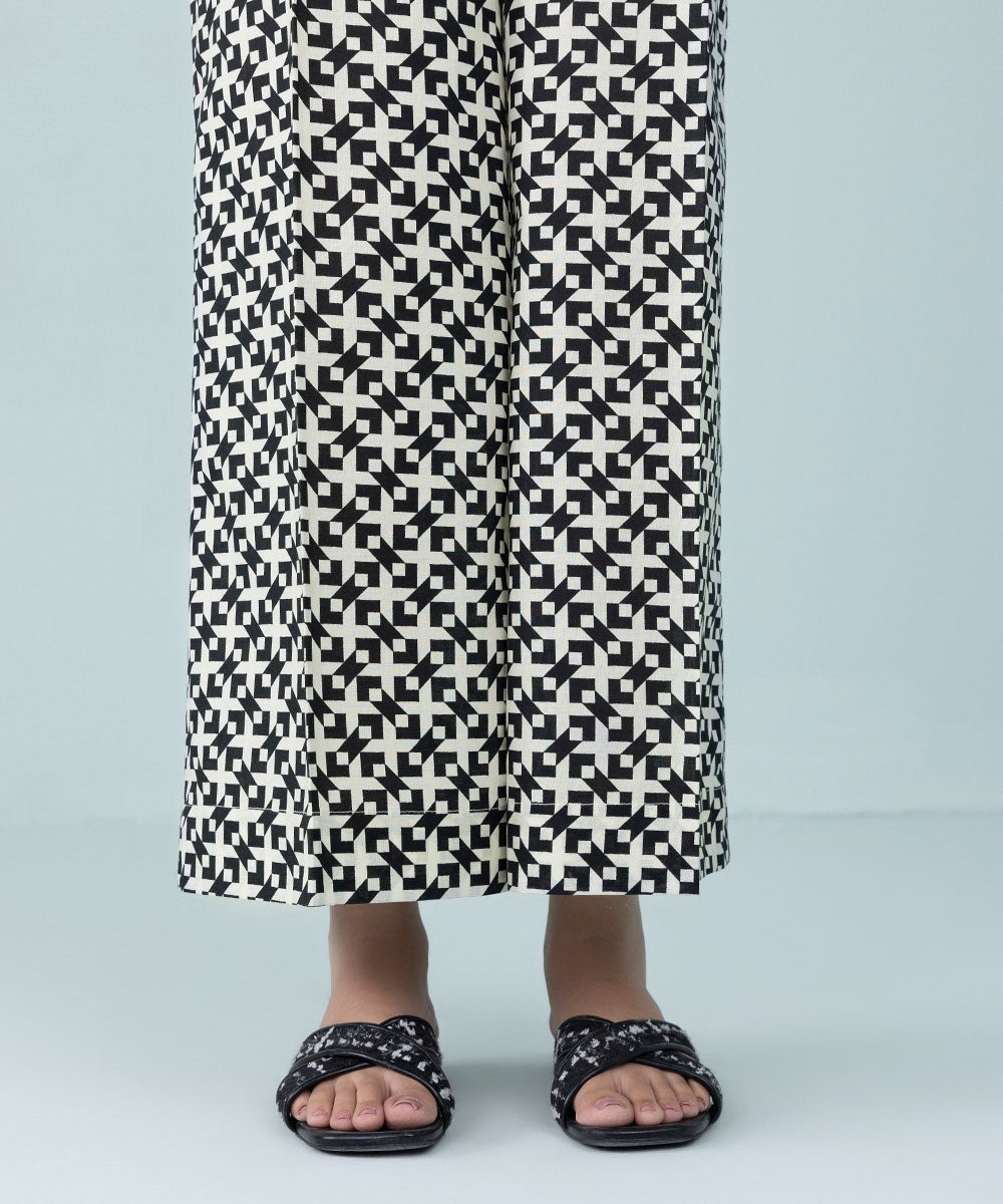 Women's Pret Cambric Black and White Printed Culottes