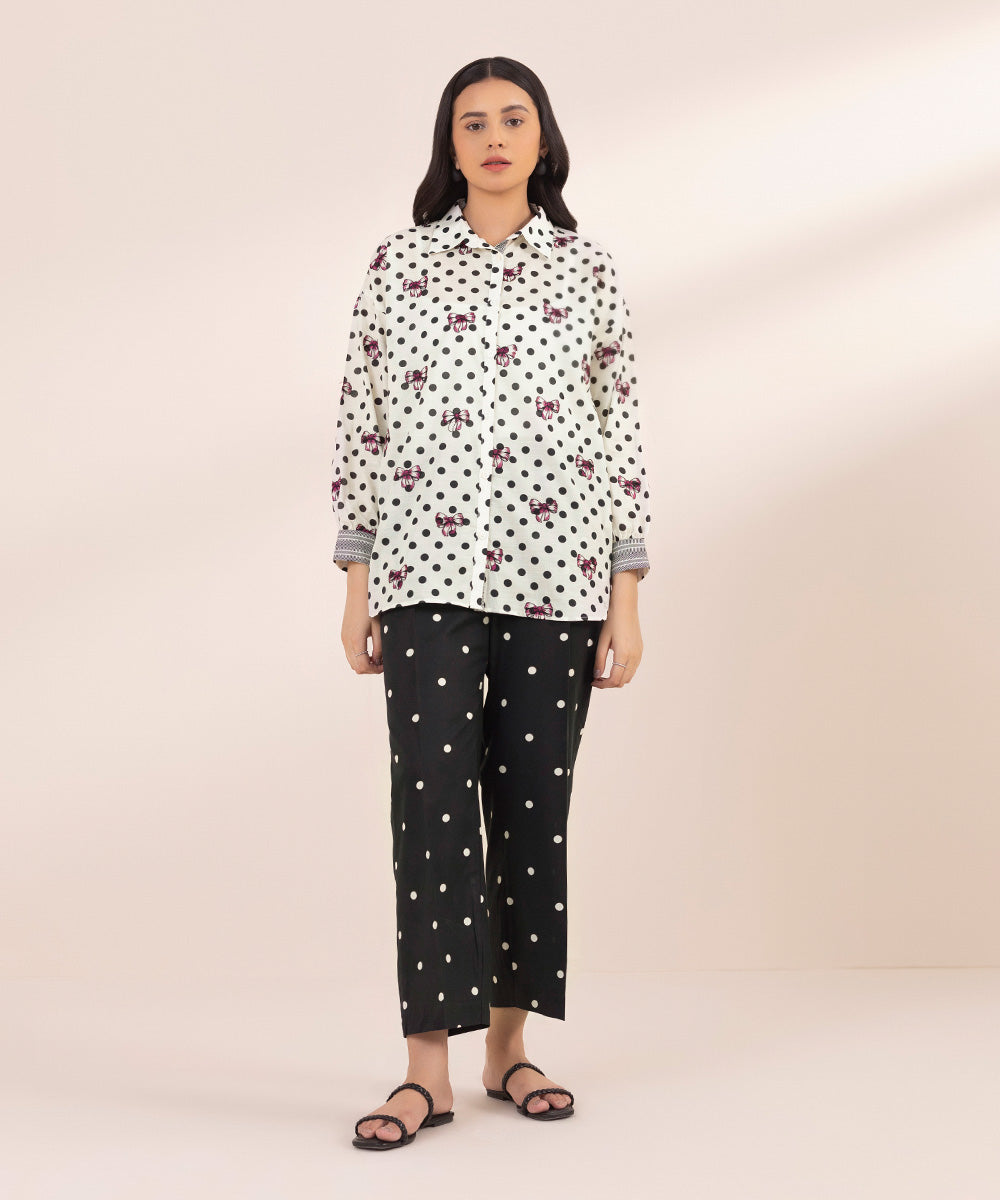 Women's Pret Textured Lawn Embroidered White Straight Shirt
