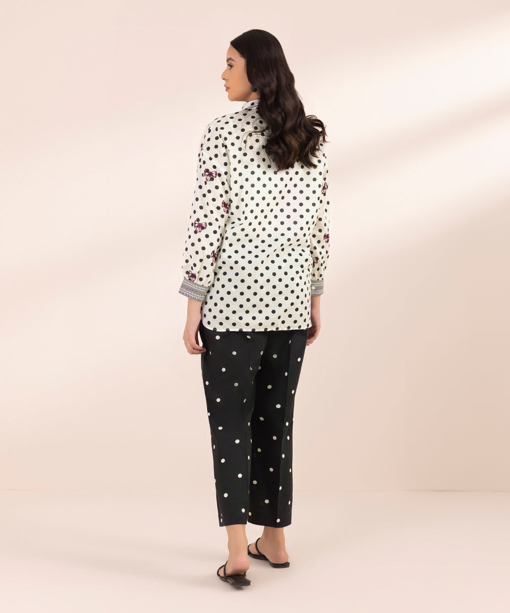 Women's Pret Textured Lawn Embroidered White Straight Shirt