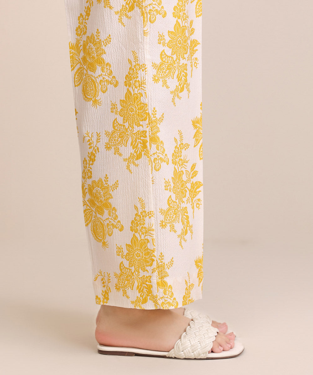 Women's Pret Seersucker Yellow Printed Culottes