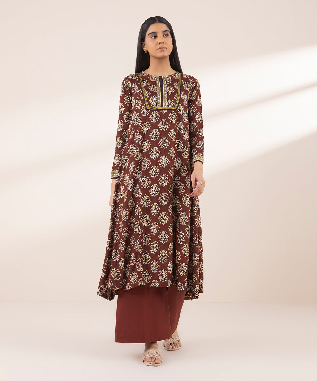 Women's RTW Arabic Lawn Red Printed A-Line Shirt