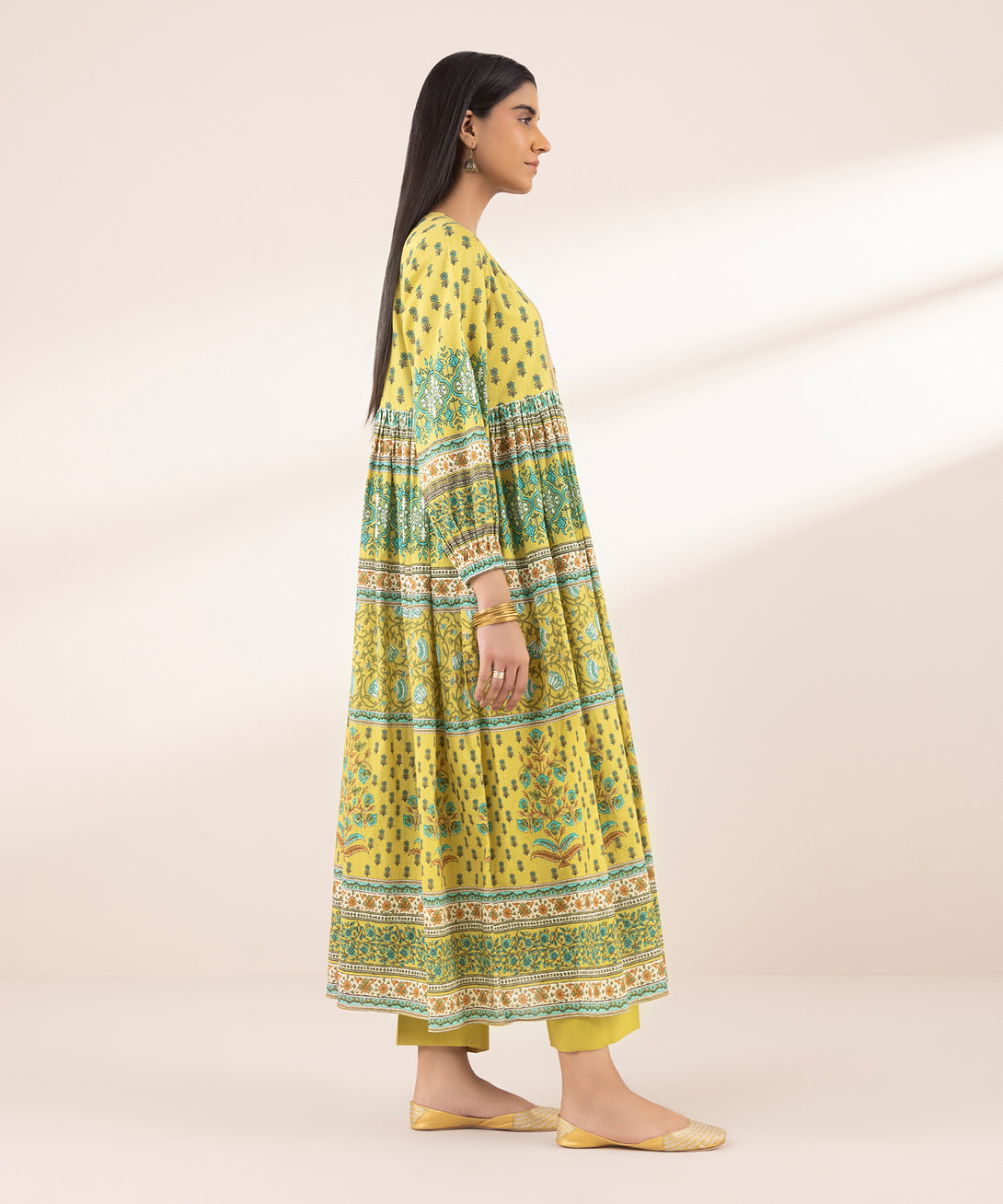 Women's RTW Arabic Lawn Multi Printed Angrakha
