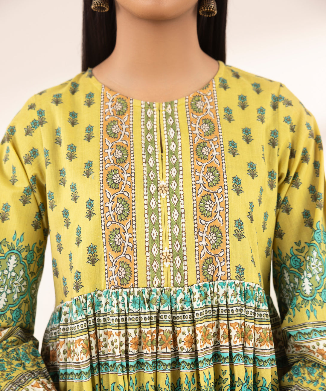 Women's RTW Arabic Lawn Multi Printed Angrakha