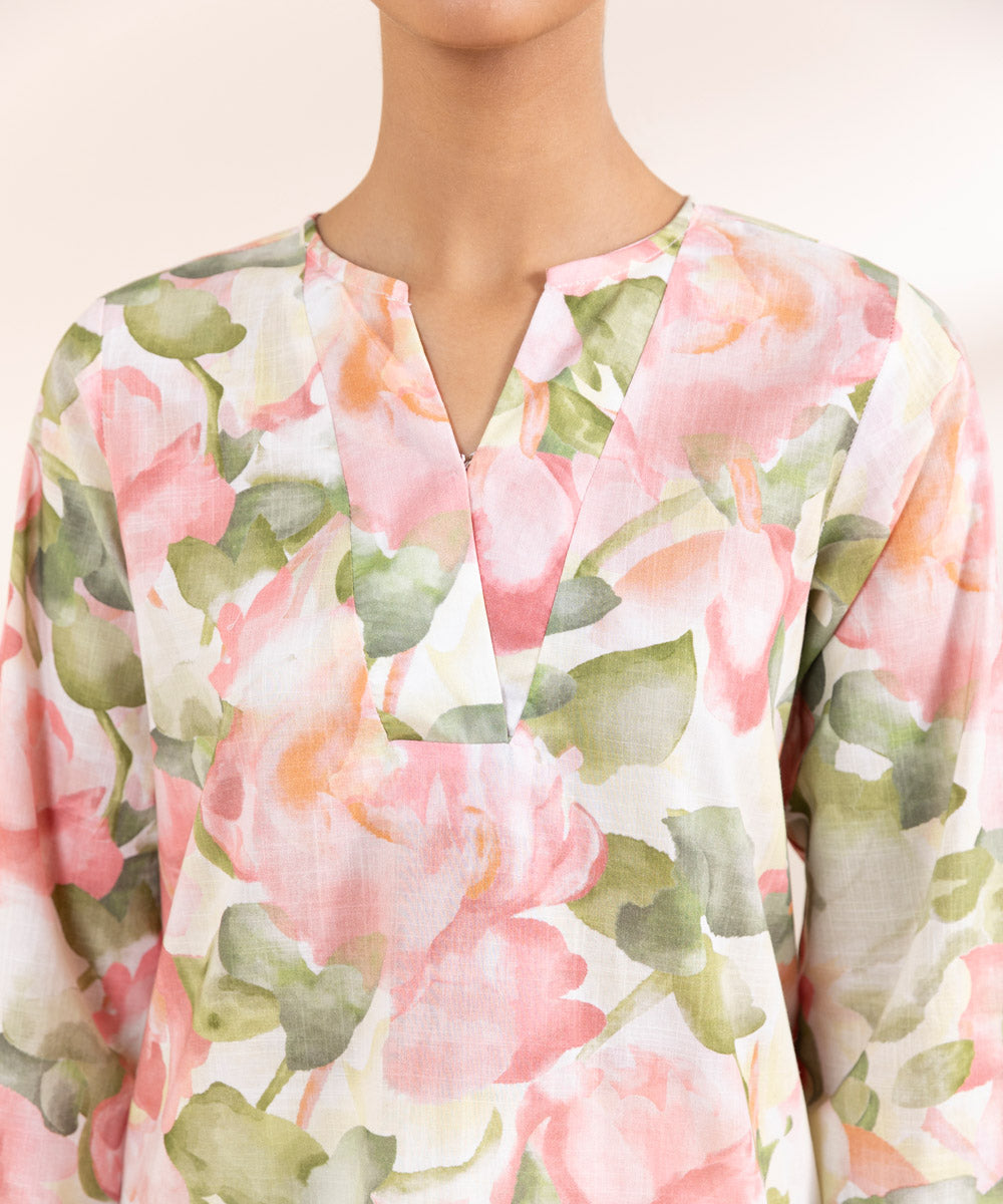 Women's Pret Cross Hatch Multi Printed Straight Shirt