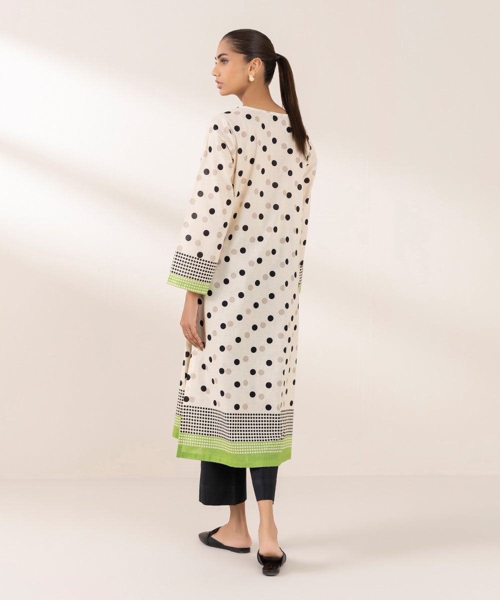 Women's Pret Khaddar Printed Off White A-Line Shirt