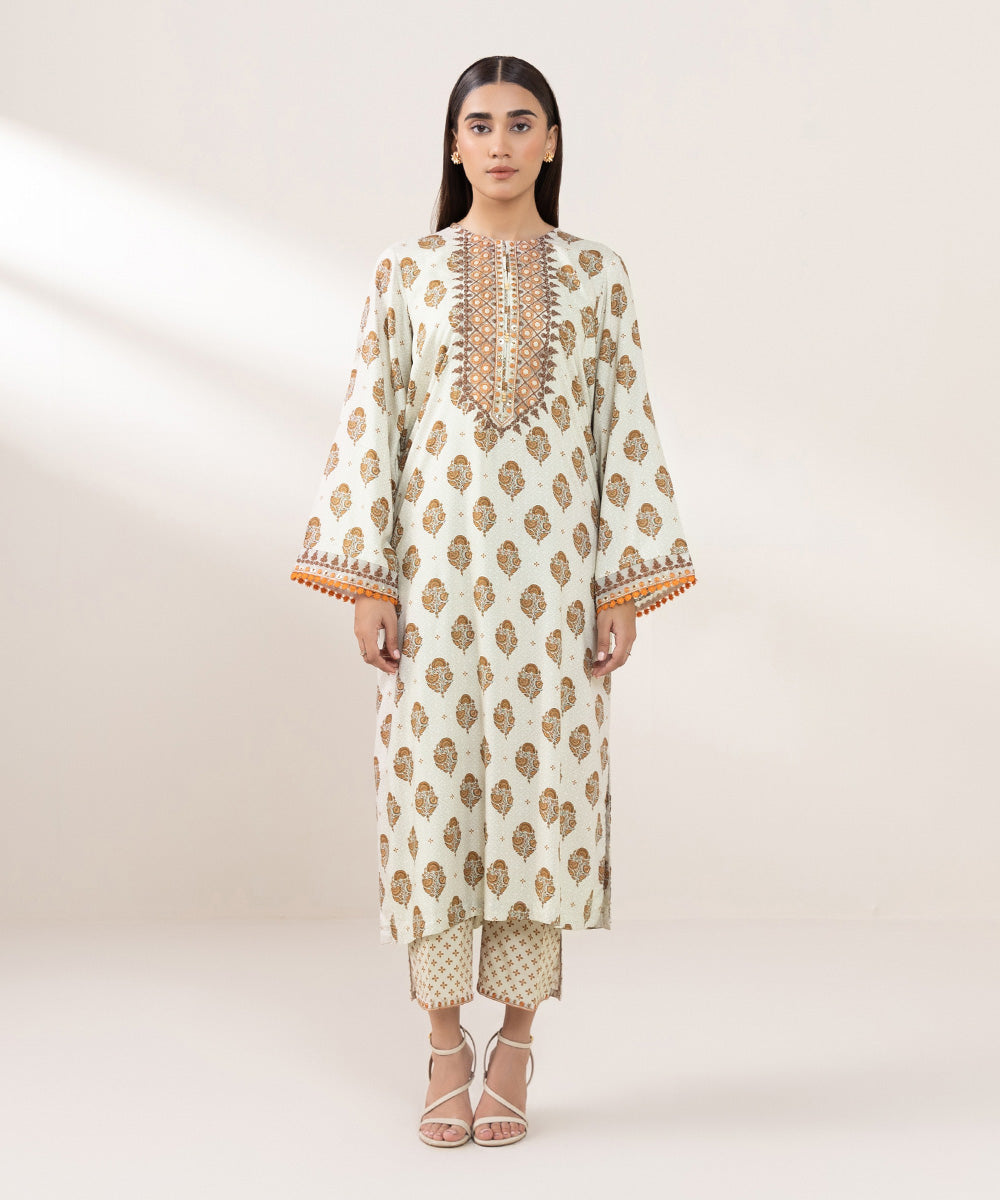 Women's Pret Arabic Lawn Embroidered Multi A-Line Shirt