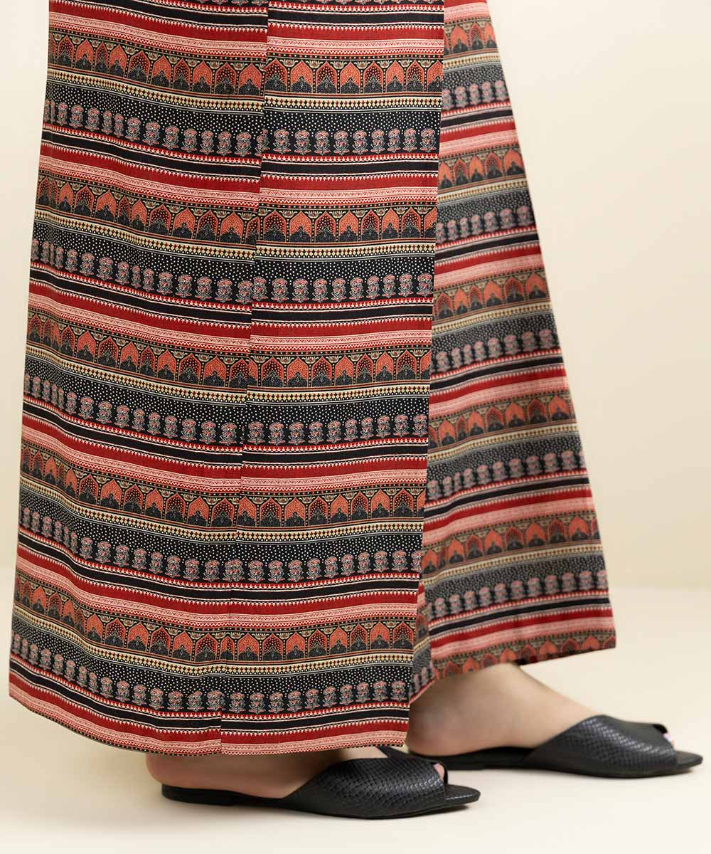 Women's Pret Dull Raw Silk Printed Multi Culottes