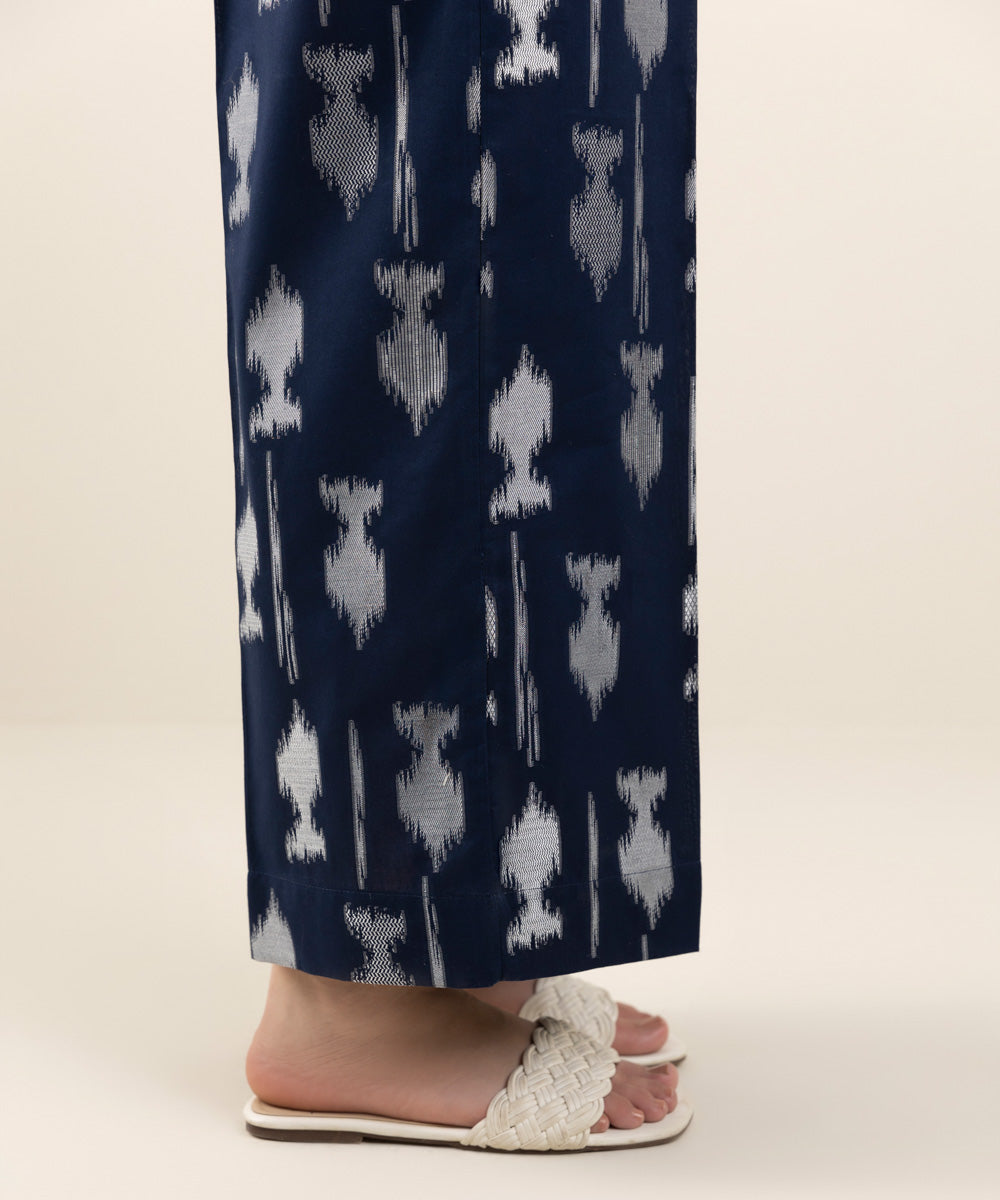 Women's Pret Extra Weft Jacquard Blue Dyed Culottes